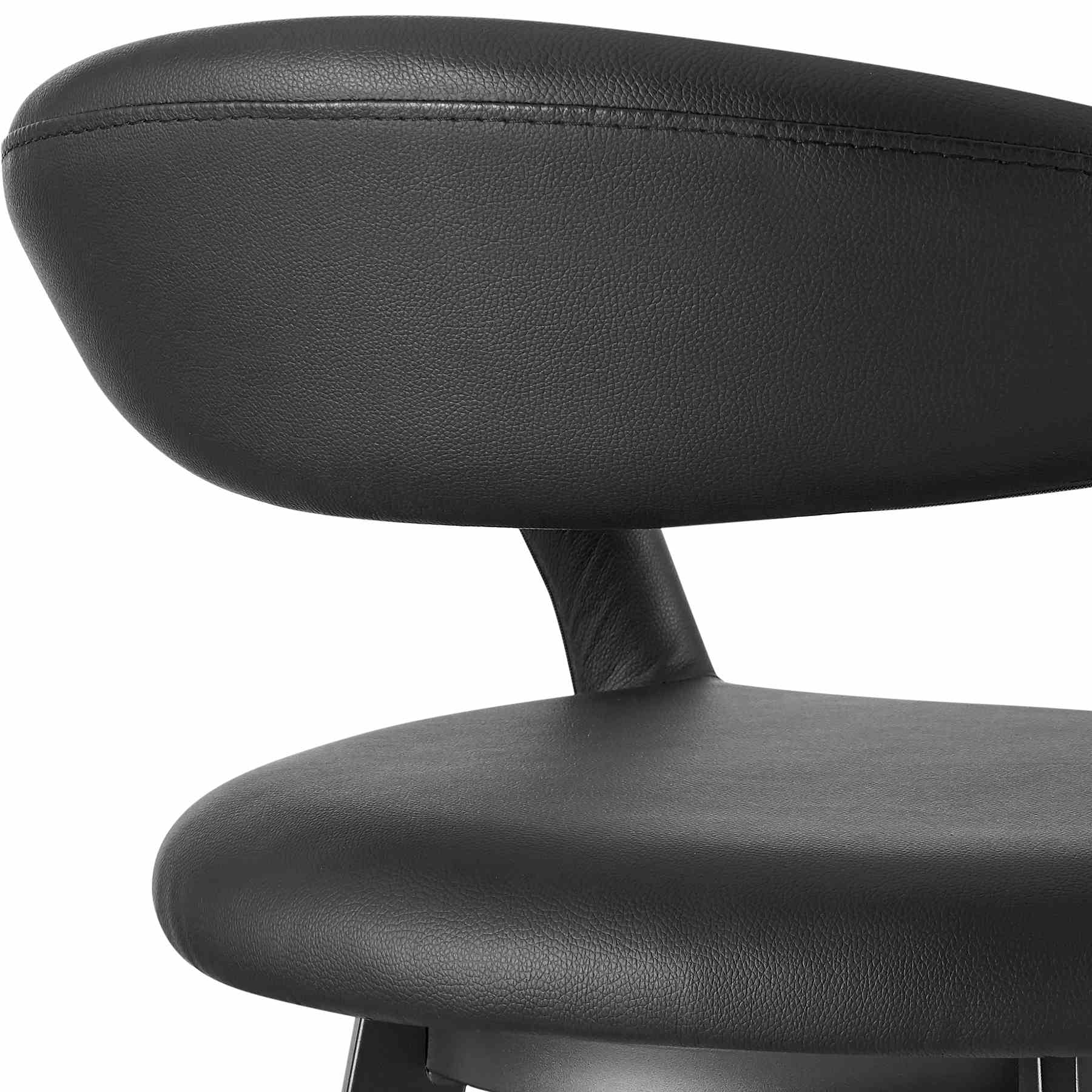 Ramona 26" Swivel Counter Stool with Matte Black Iron and Black Faux Leather - Image 7