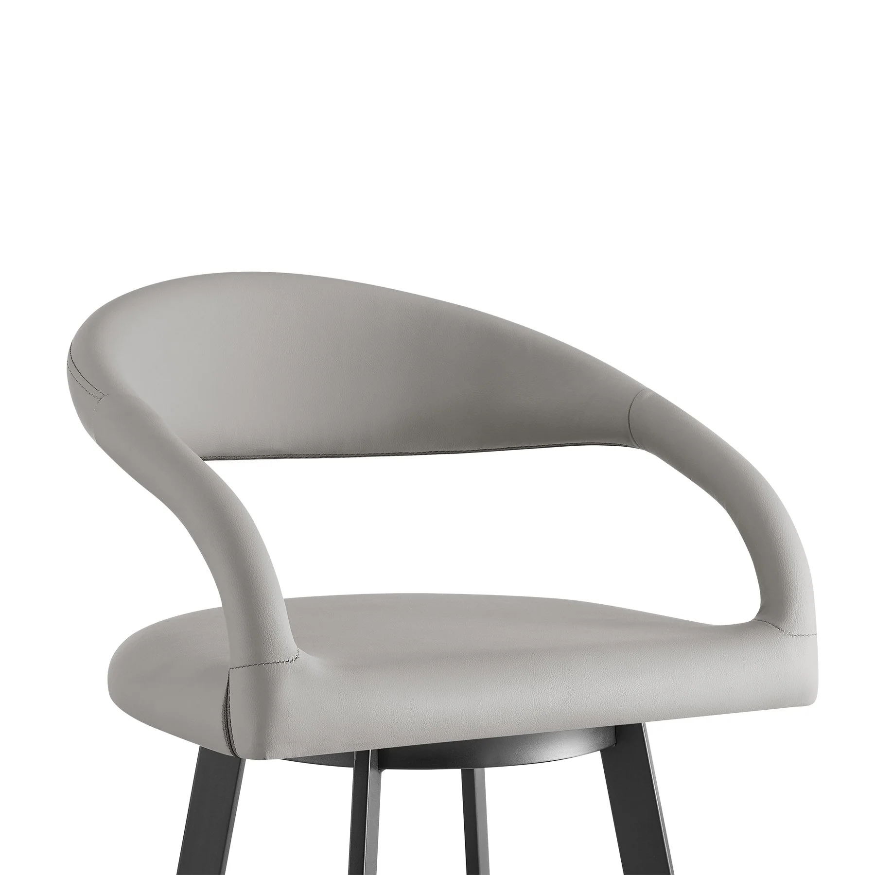 Ramona 26" Swivel Counter Stool with Matte Black Iron and Light Gray Faux Leather - Image 4