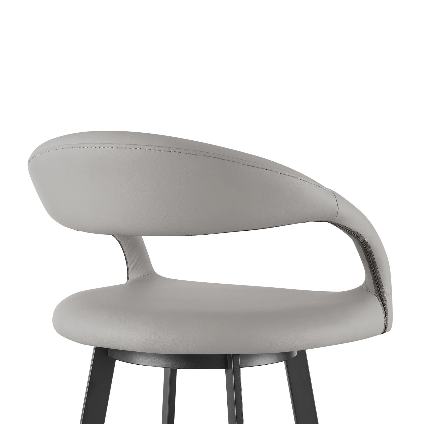 Ramona 26" Swivel Counter Stool with Matte Black Iron and Light Gray Faux Leather - Image 5