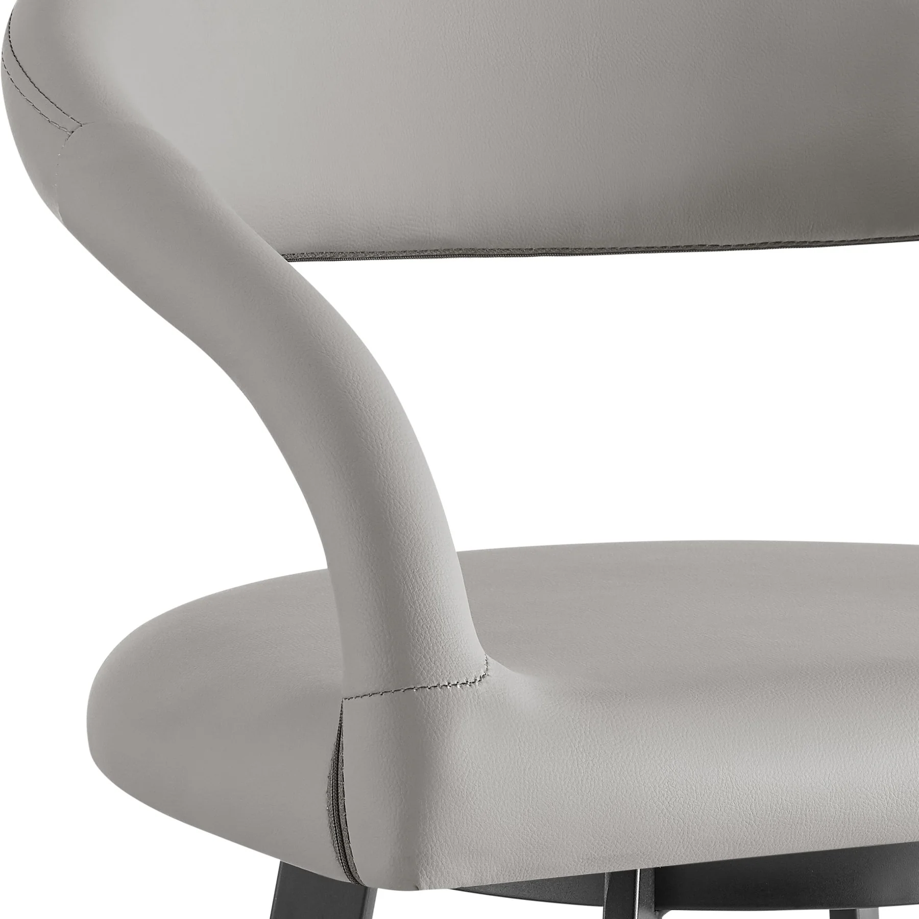 Ramona 26" Swivel Counter Stool with Matte Black Iron and Light Gray Faux Leather - Image 6