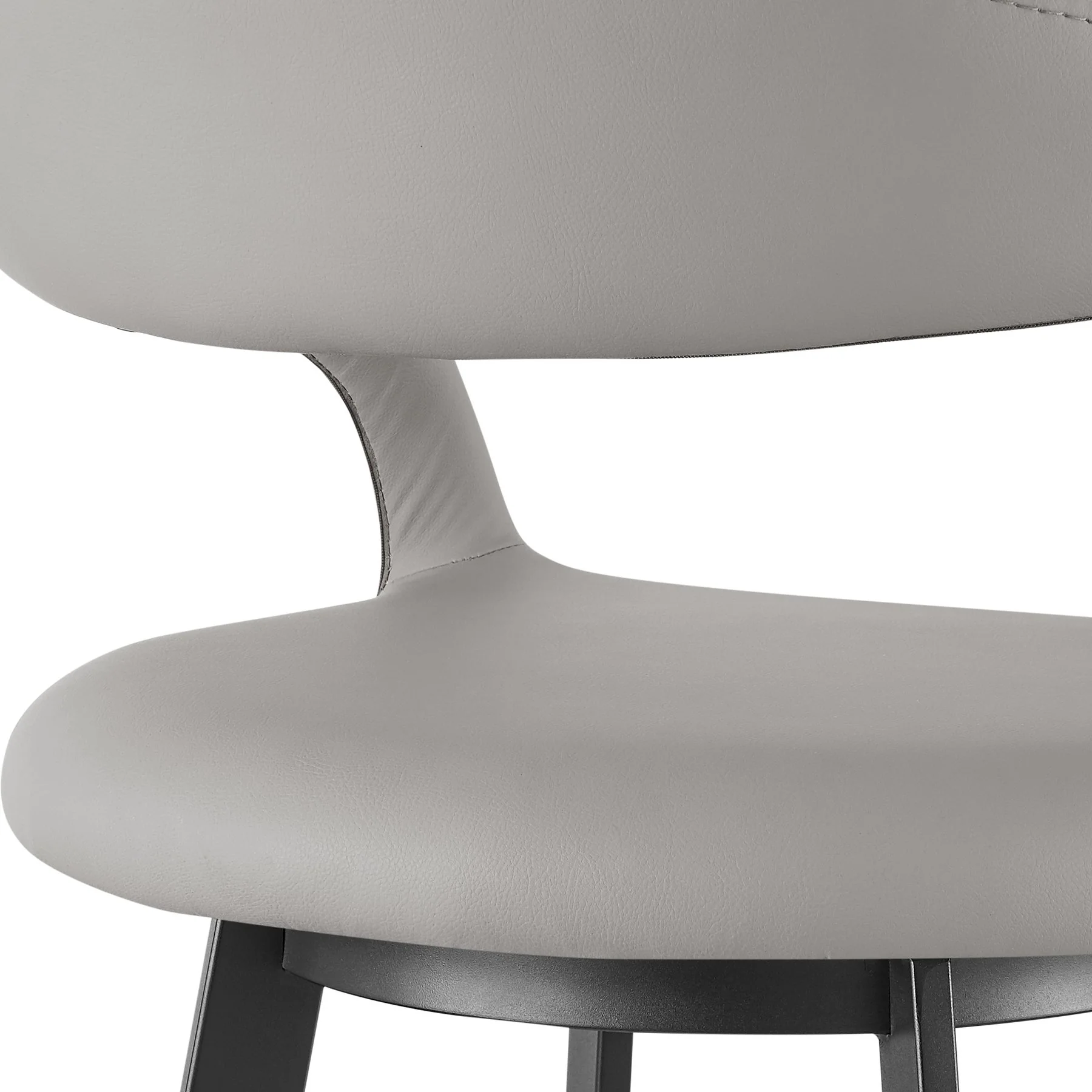 Ramona 26" Swivel Counter Stool with Matte Black Iron and Light Gray Faux Leather - Image 7