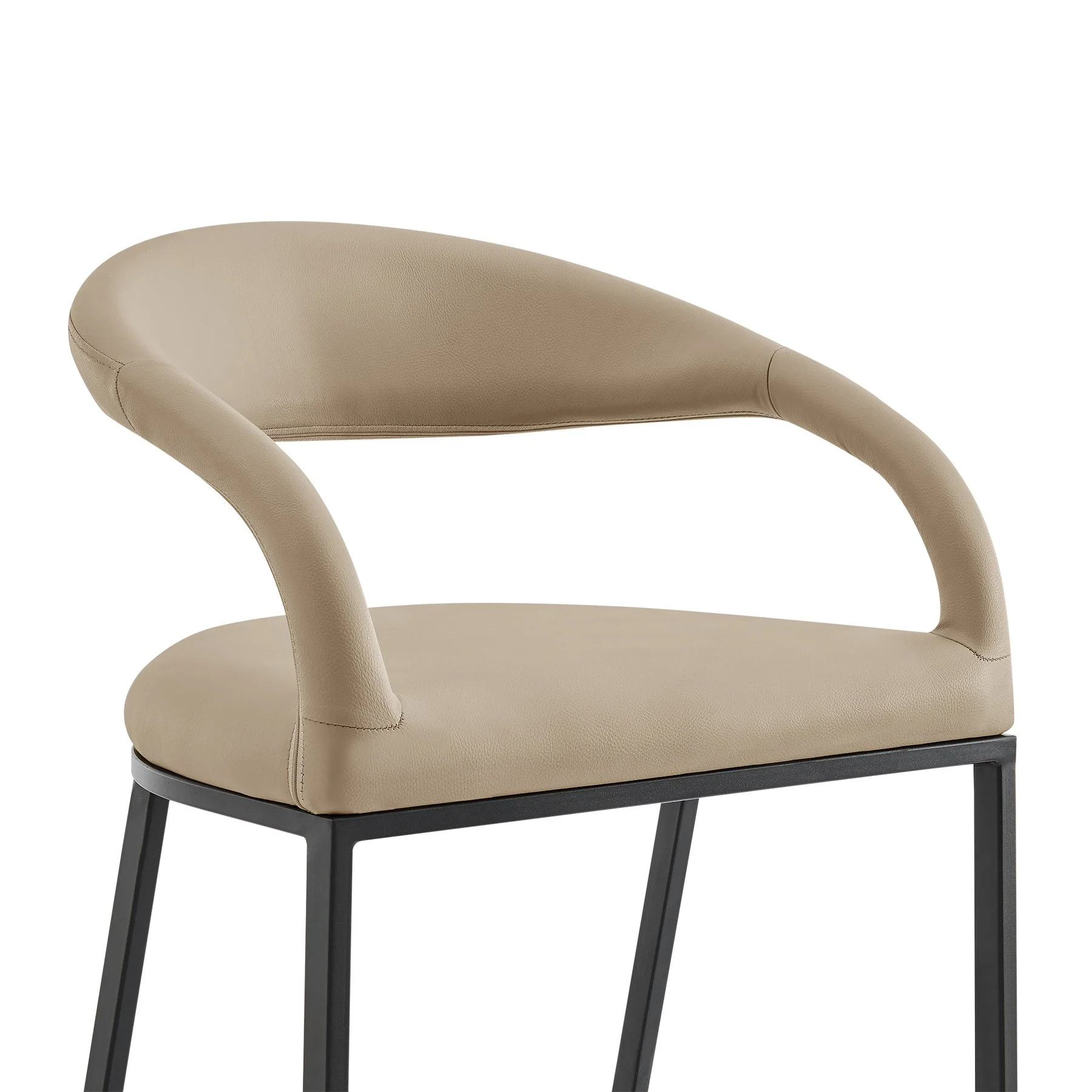 Ramona 30" Bar Stool with Matte Black Iron and Beige Faux Leather - Image 4