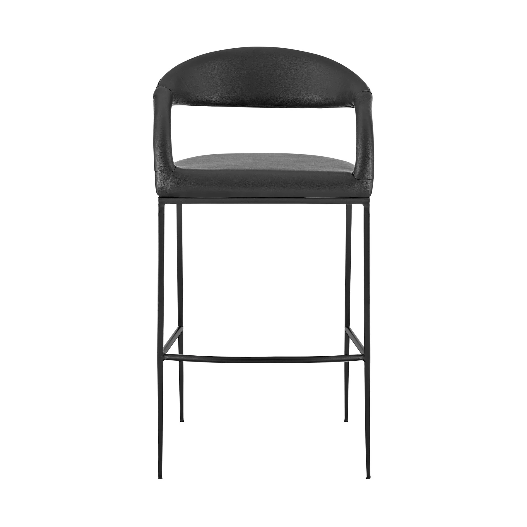Ramona 30" Bar Stool with Matte Black Iron and Black Faux Leather - Image 2