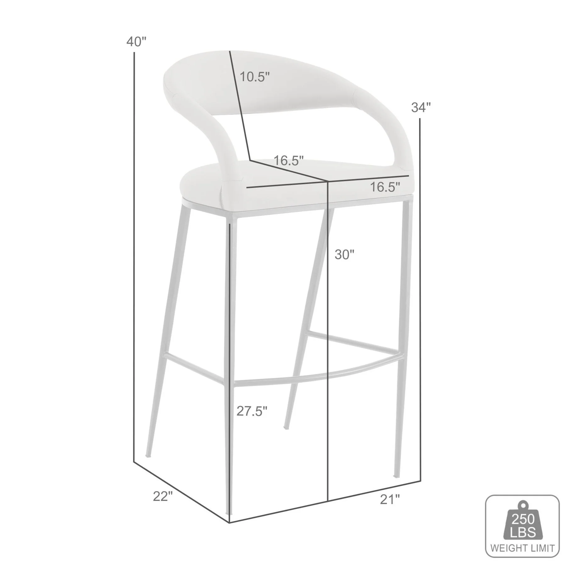 Ramona 30" Bar Stool with Matte Black Iron and Black Faux Leather - Image 9