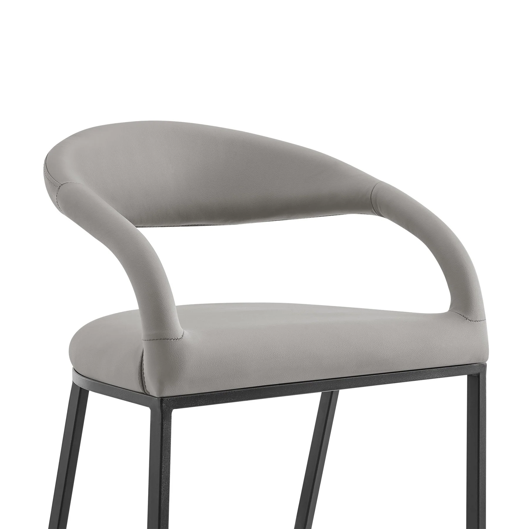 Ramona 30" Bar Stool with Matte Black Iron and Light Gray Leather - Image 4