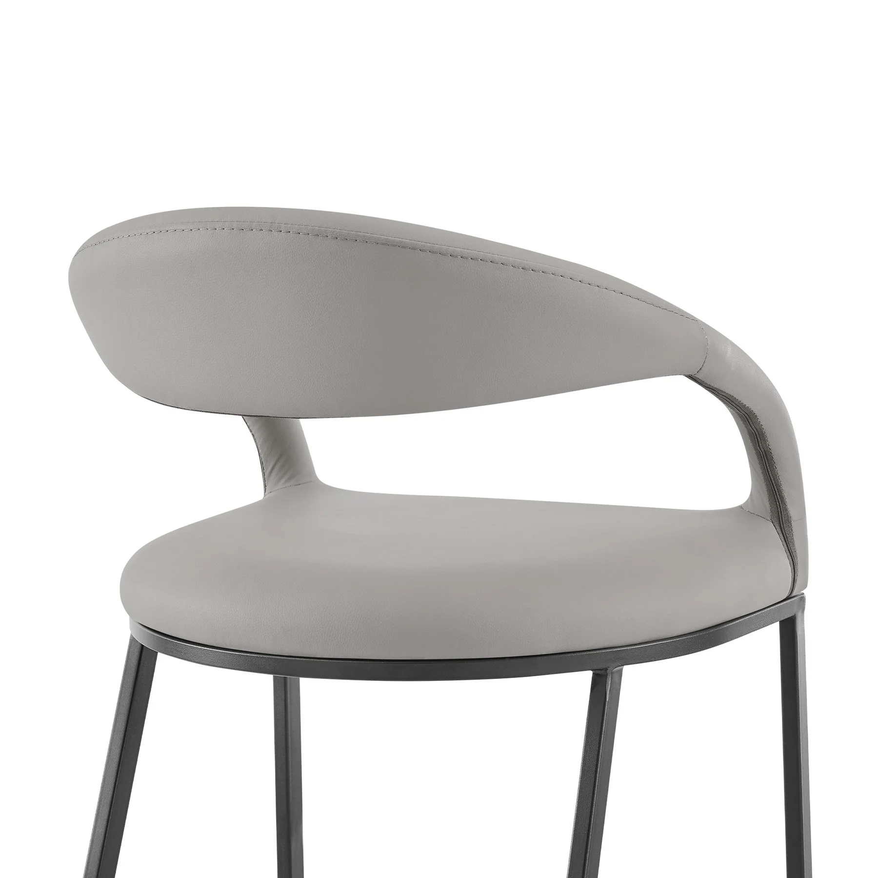 Ramona 30" Bar Stool with Matte Black Iron and Light Gray Leather - Image 5