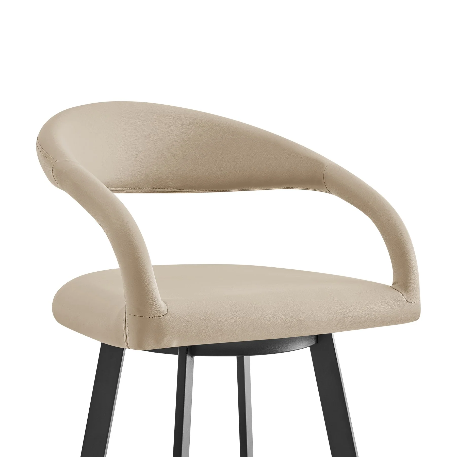 Ramona 30" Swivel Bar Stool with Matte Black Iron and Beige Faux Leather - Image 4