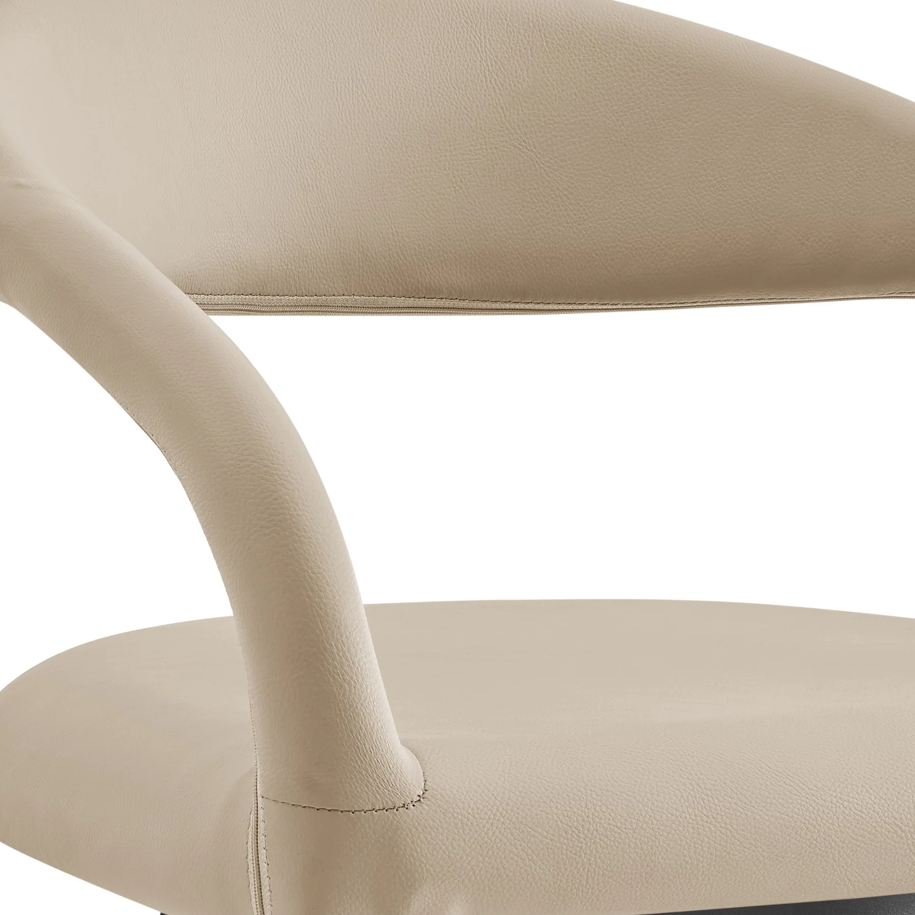 Ramona 30" Swivel Bar Stool with Matte Black Iron and Beige Faux Leather - Image 6