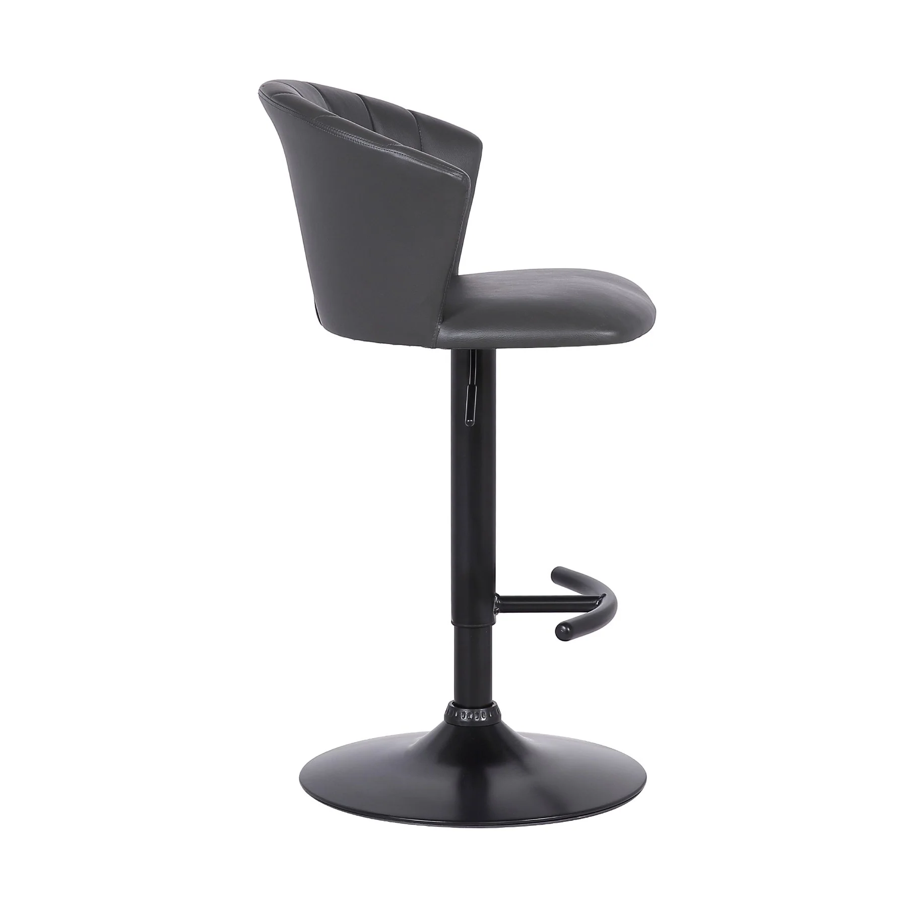 Raquel Adjustable Modern Gray Faux Leather Bar Stool - Image 3