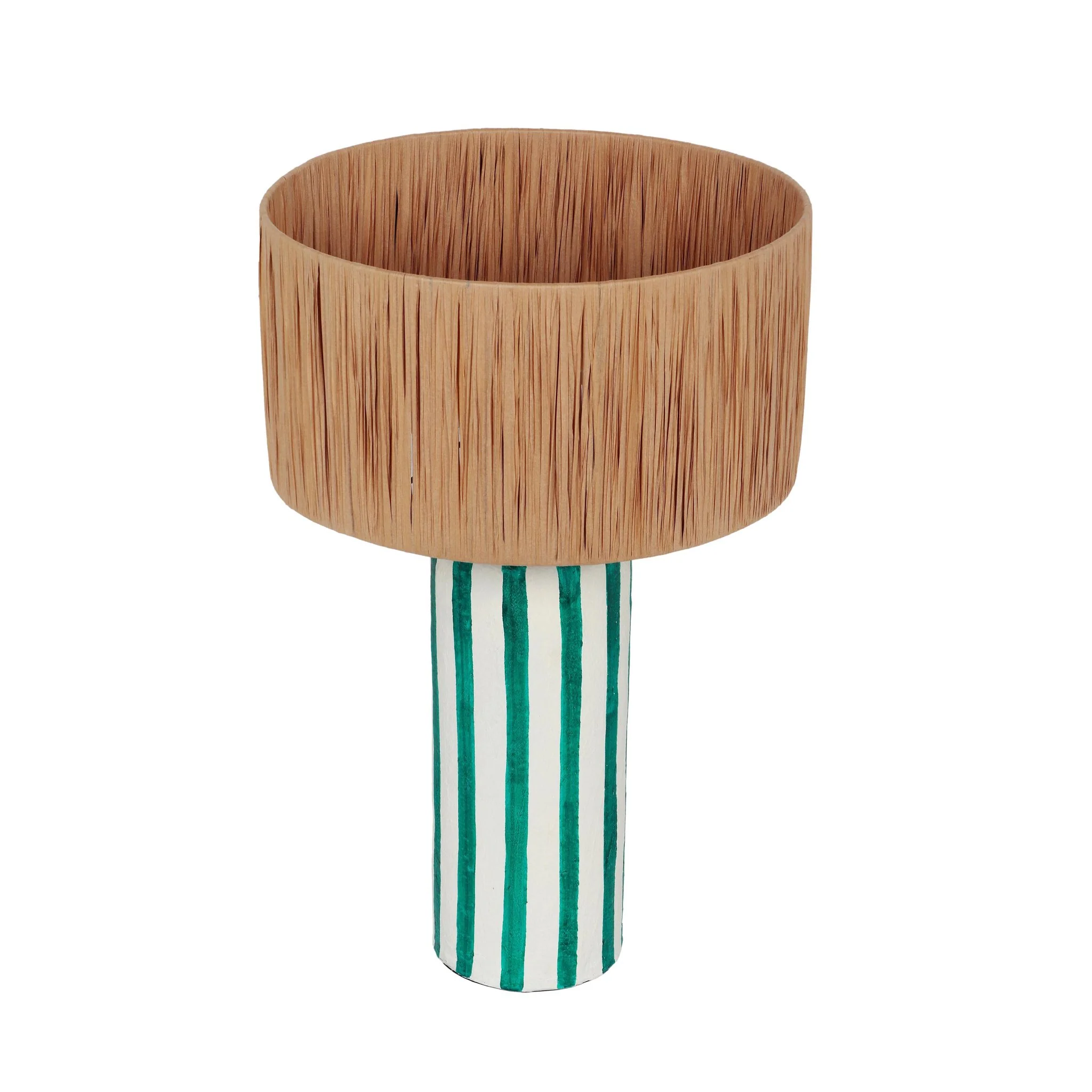 Ravello Green Striped Papier Mache Table Lamp - Image 3