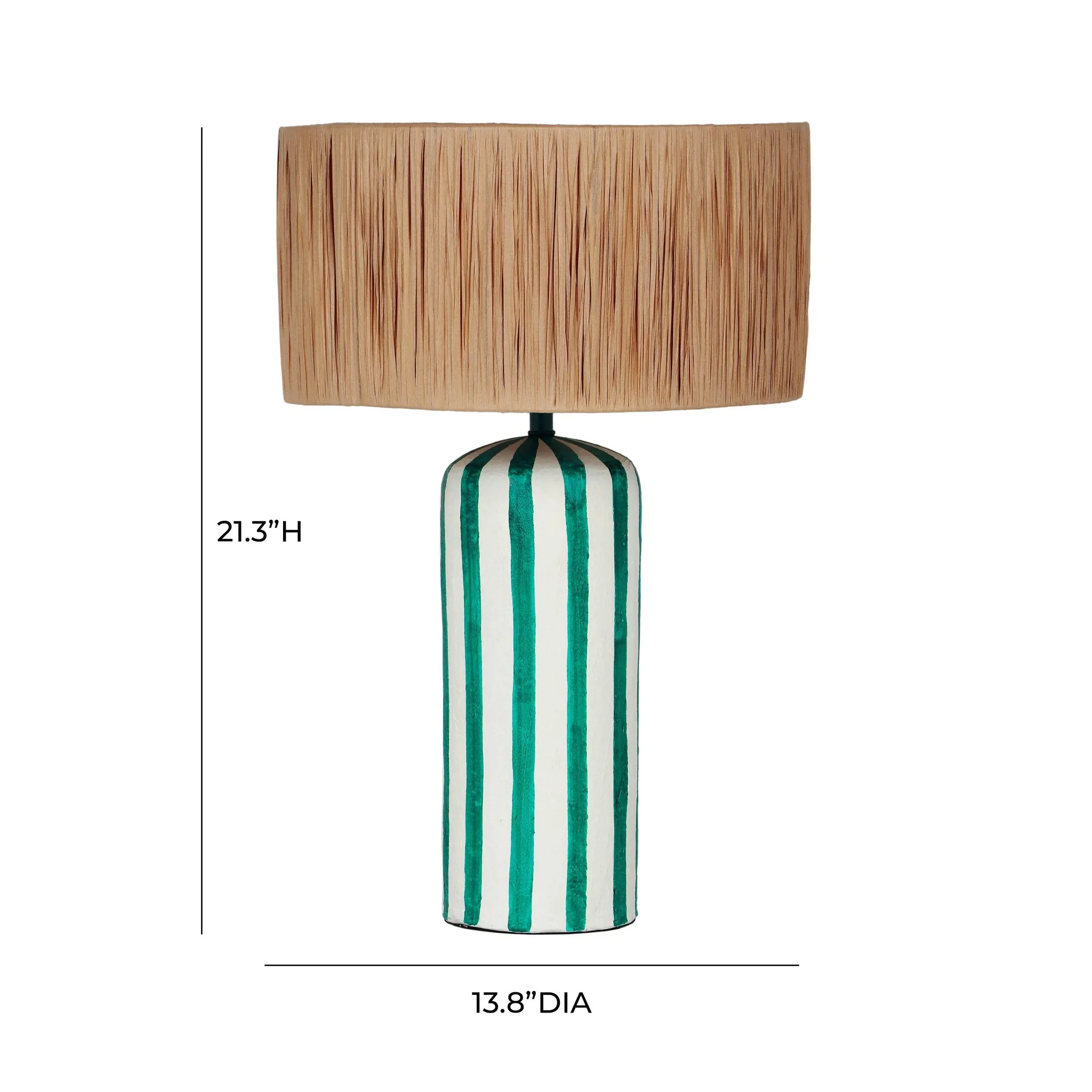 Ravello Green Striped Papier Mache Table Lamp - Image 6