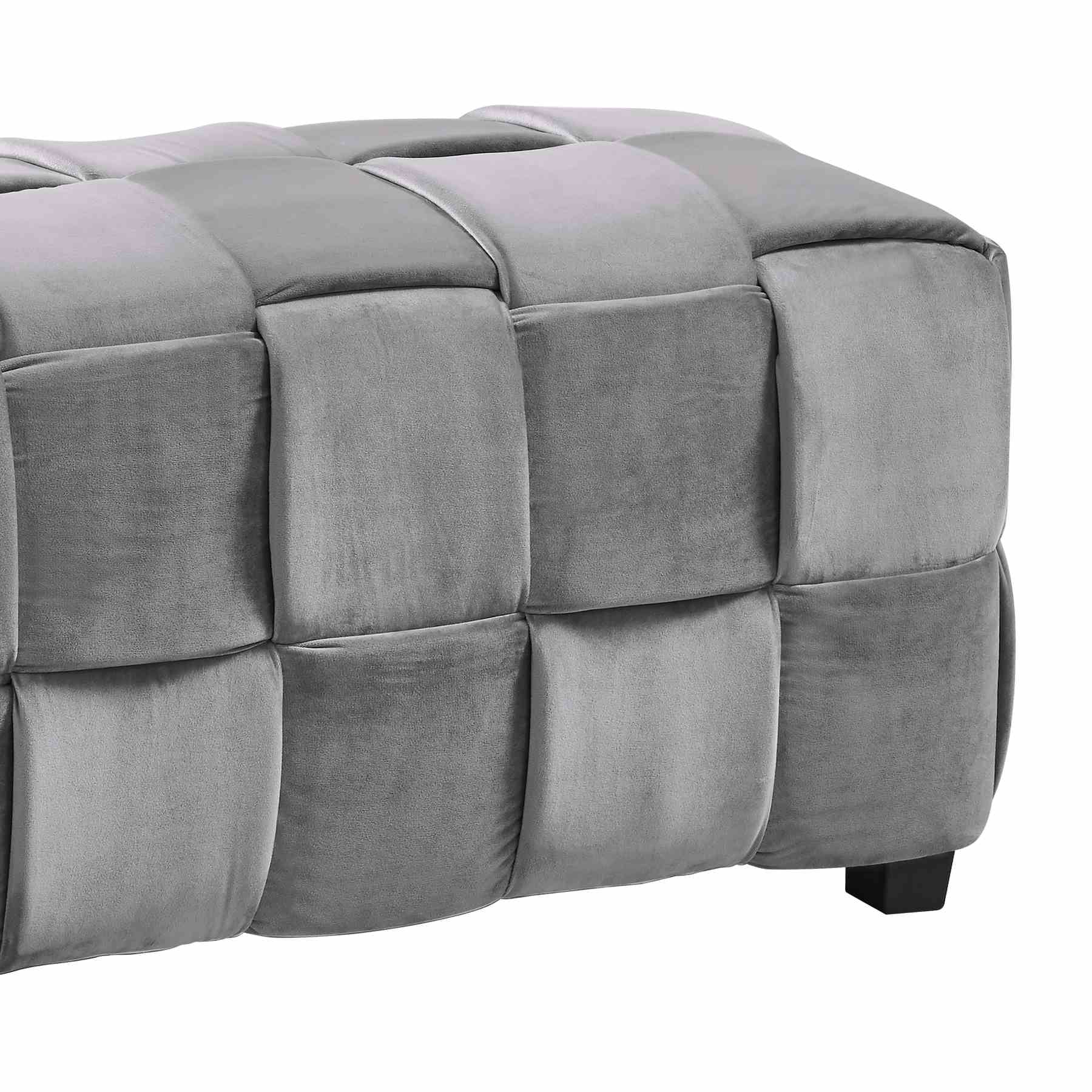 Raven Contemporary Long Ottoman in Gray Velvet - Image 2