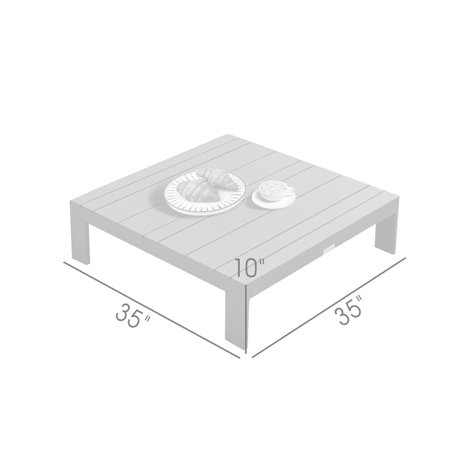 Razor Aluminum Outdoor Coffee Table in Gray - Image 4