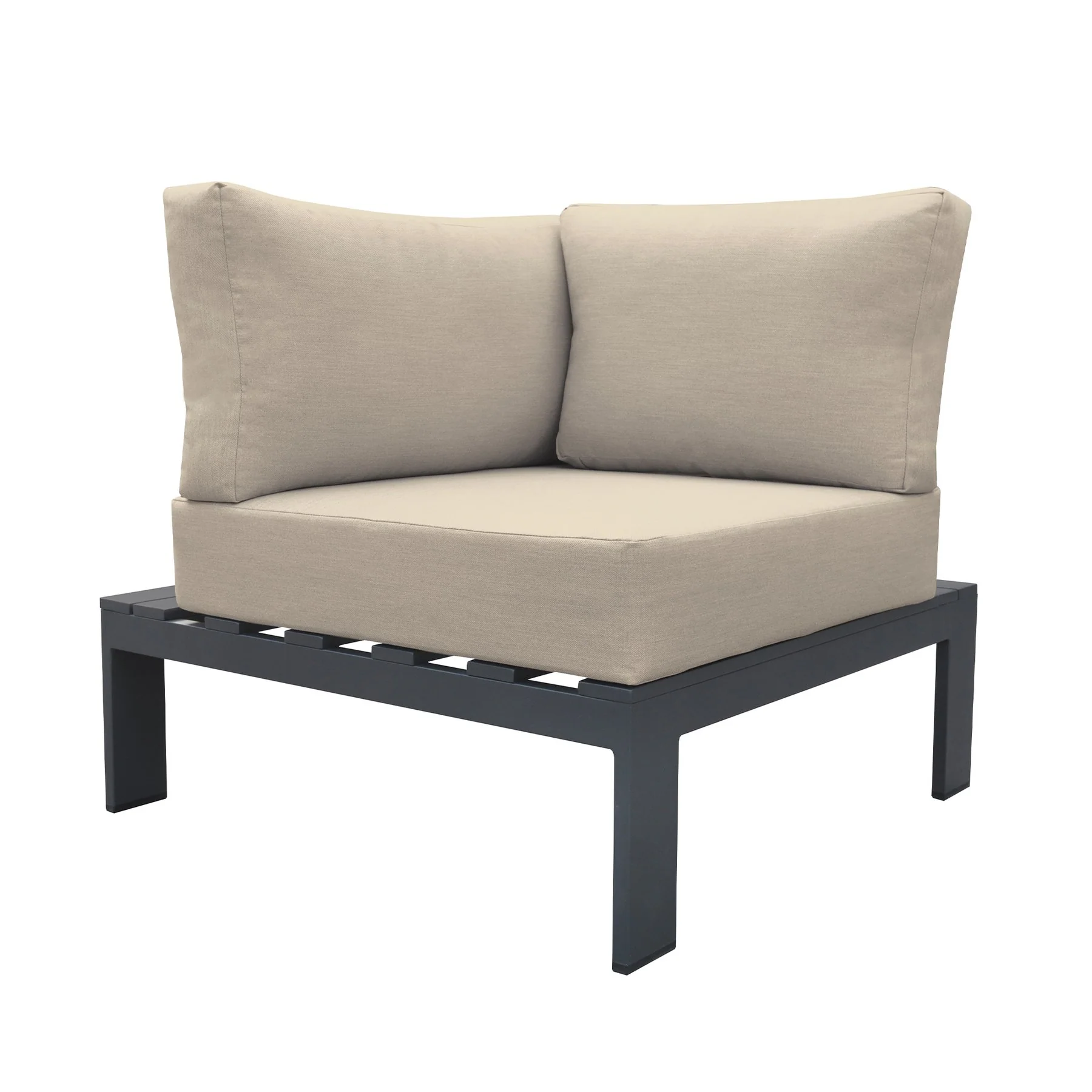 Razor Aluminum Outdoor Sectional Sofa in Taupe and Gray - Image 4