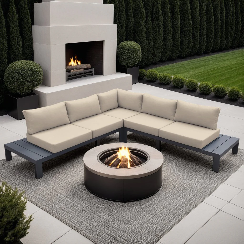 Razor Aluminum Outdoor Sectional Sofa in Taupe and Gray - Image 9