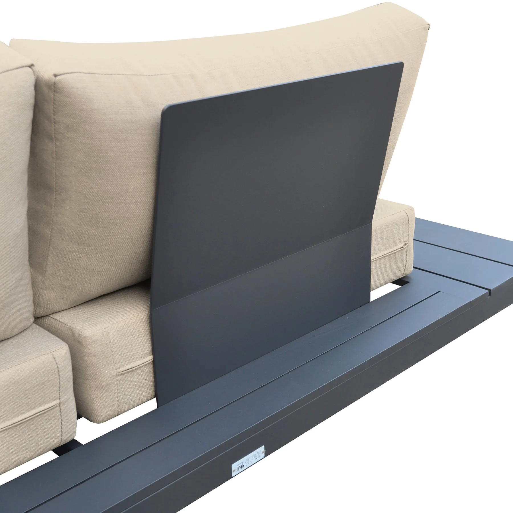 Razor Outdoor 4 piece Sectional set in Dark Gray Finish and Taupe Cushions - Image 7
