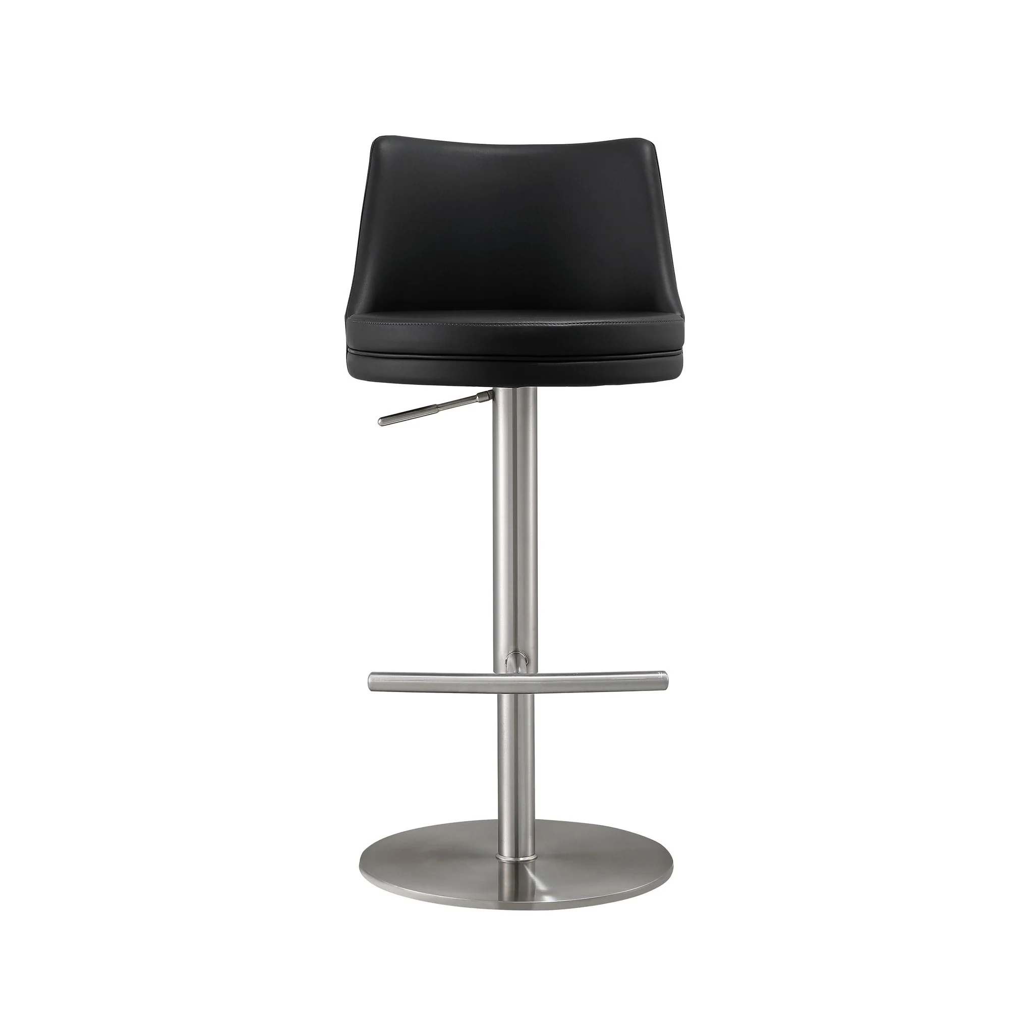 Reagan Black Performance Vegan Leather and Silver Adjustable Stool - Image 3