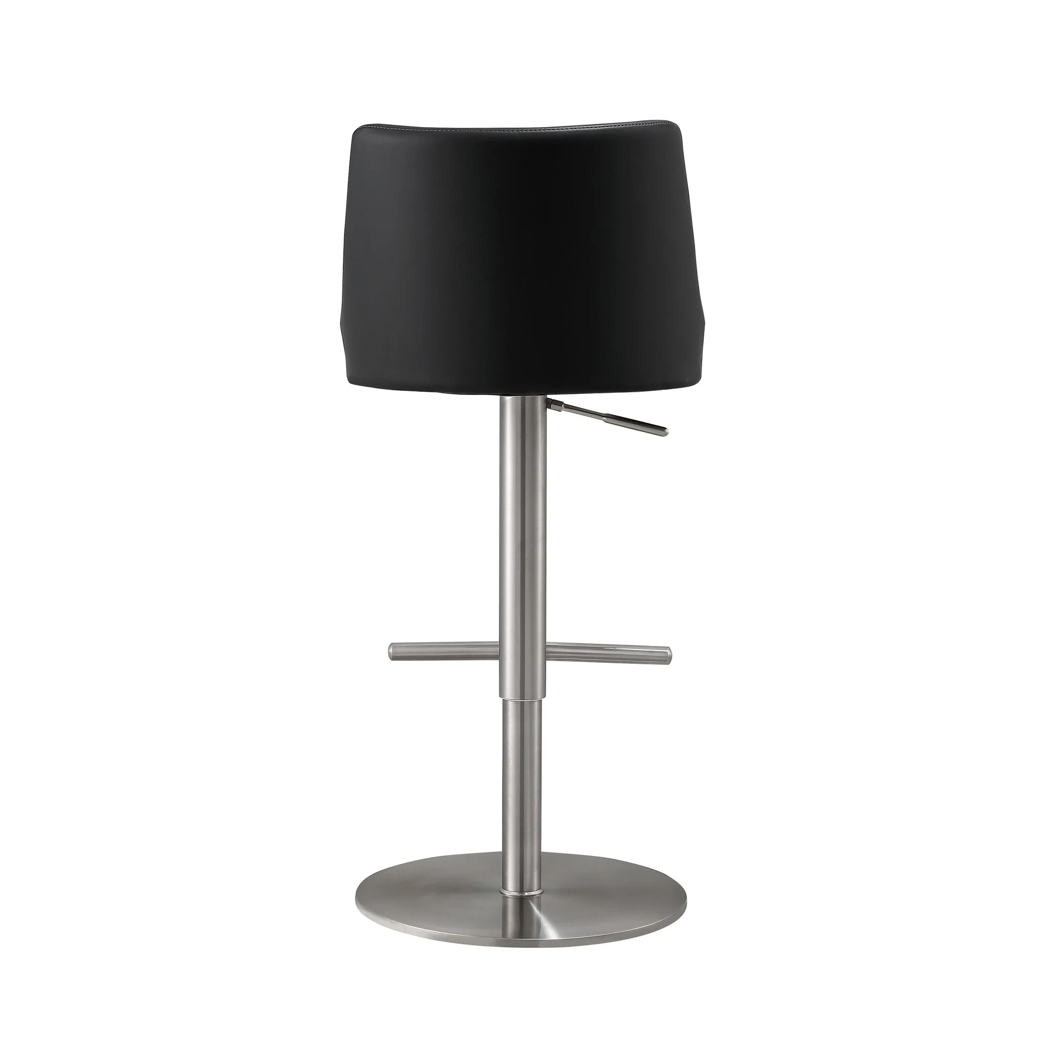 Reagan Black Performance Vegan Leather and Silver Adjustable Stool - Image 4