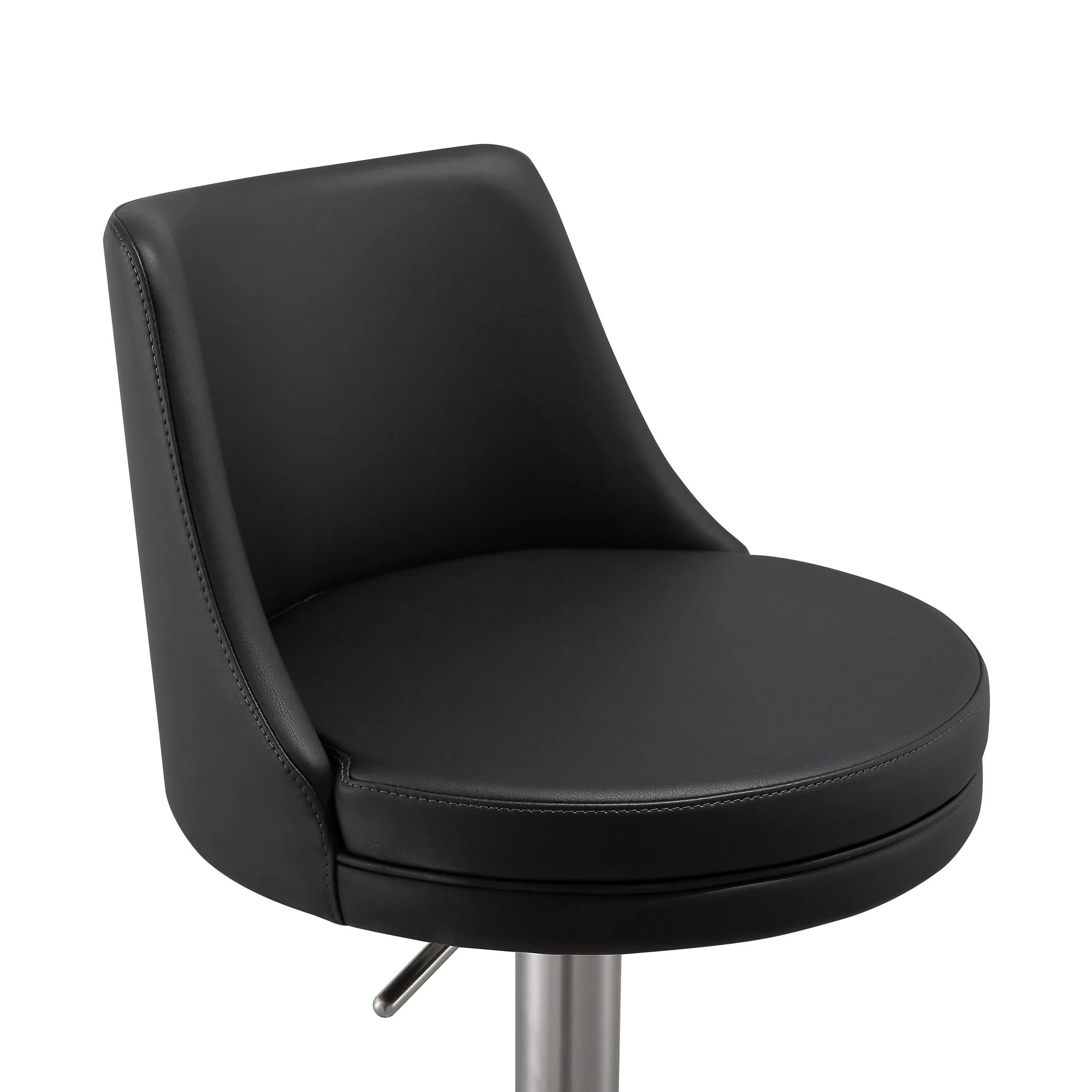 Reagan Black Performance Vegan Leather and Silver Adjustable Stool - Image 6