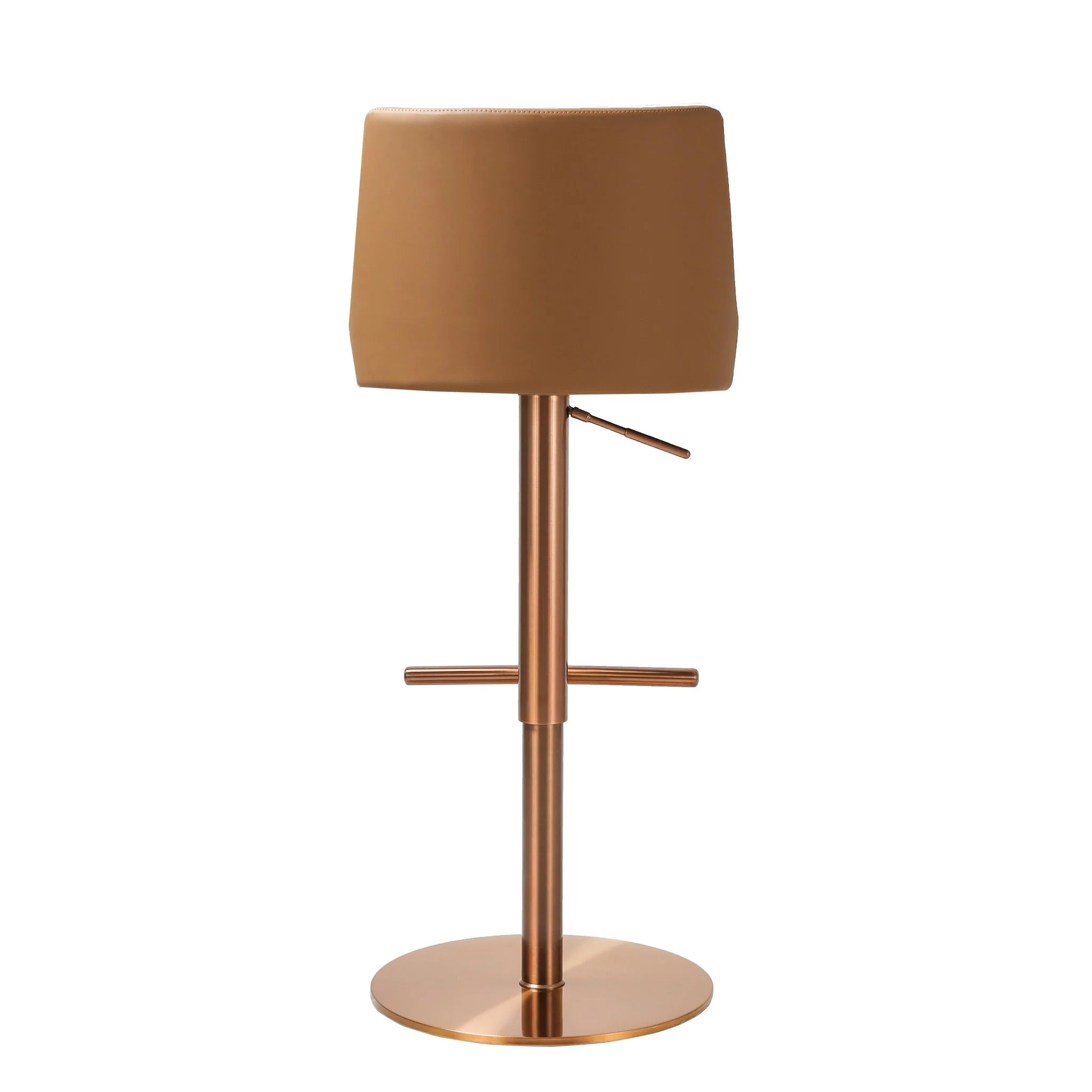 Reagan Cafe Au Lait Performance Vegan Leather and Houndstooth Adjustable Swivel Stool - Image 4