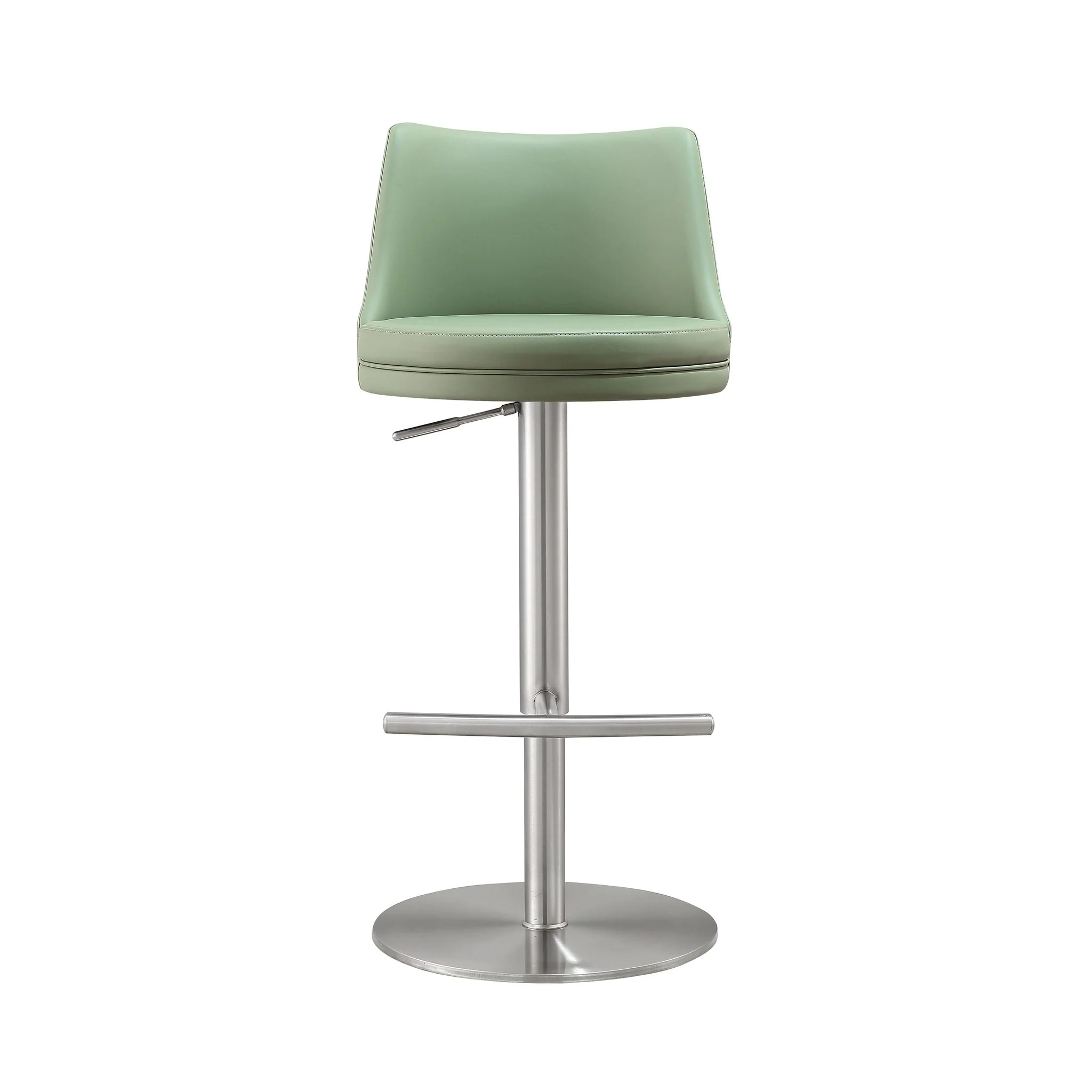 Reagan Sea Foam Green Performance Vegan Leather and Silver Adjustable Stool - Image 3