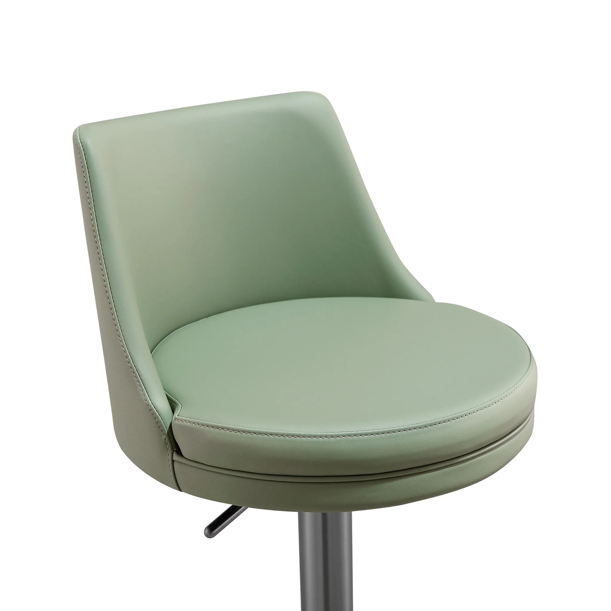 Reagan Sea Foam Green Performance Vegan Leather and Silver Adjustable Stool - Image 6