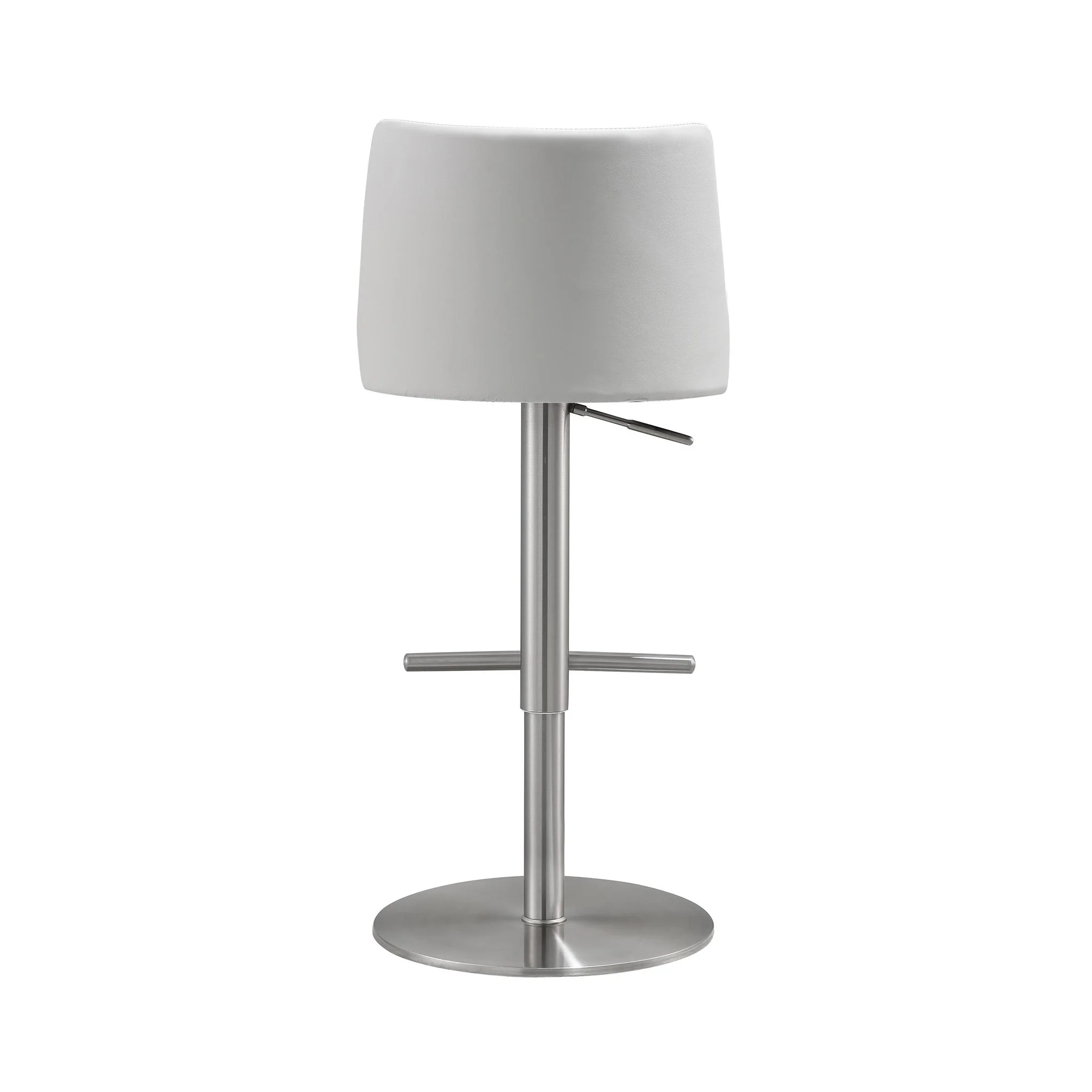 Reagan White Performance Vegan Leather and Silver Adjustable Stool - Image 4