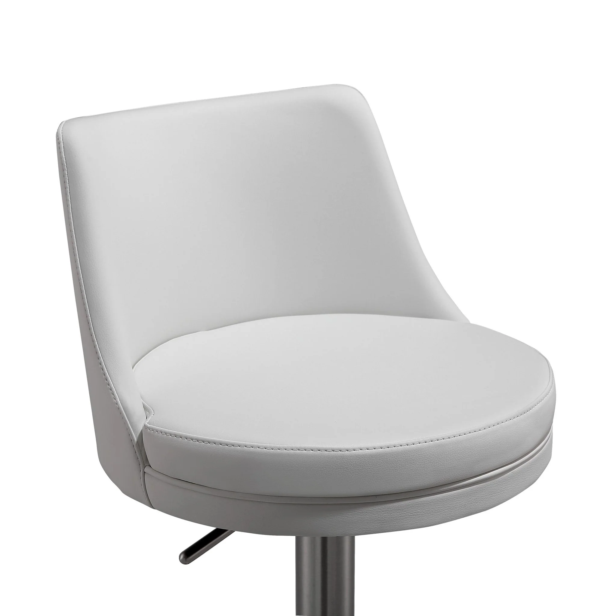 Reagan White Performance Vegan Leather and Silver Adjustable Stool - Image 6