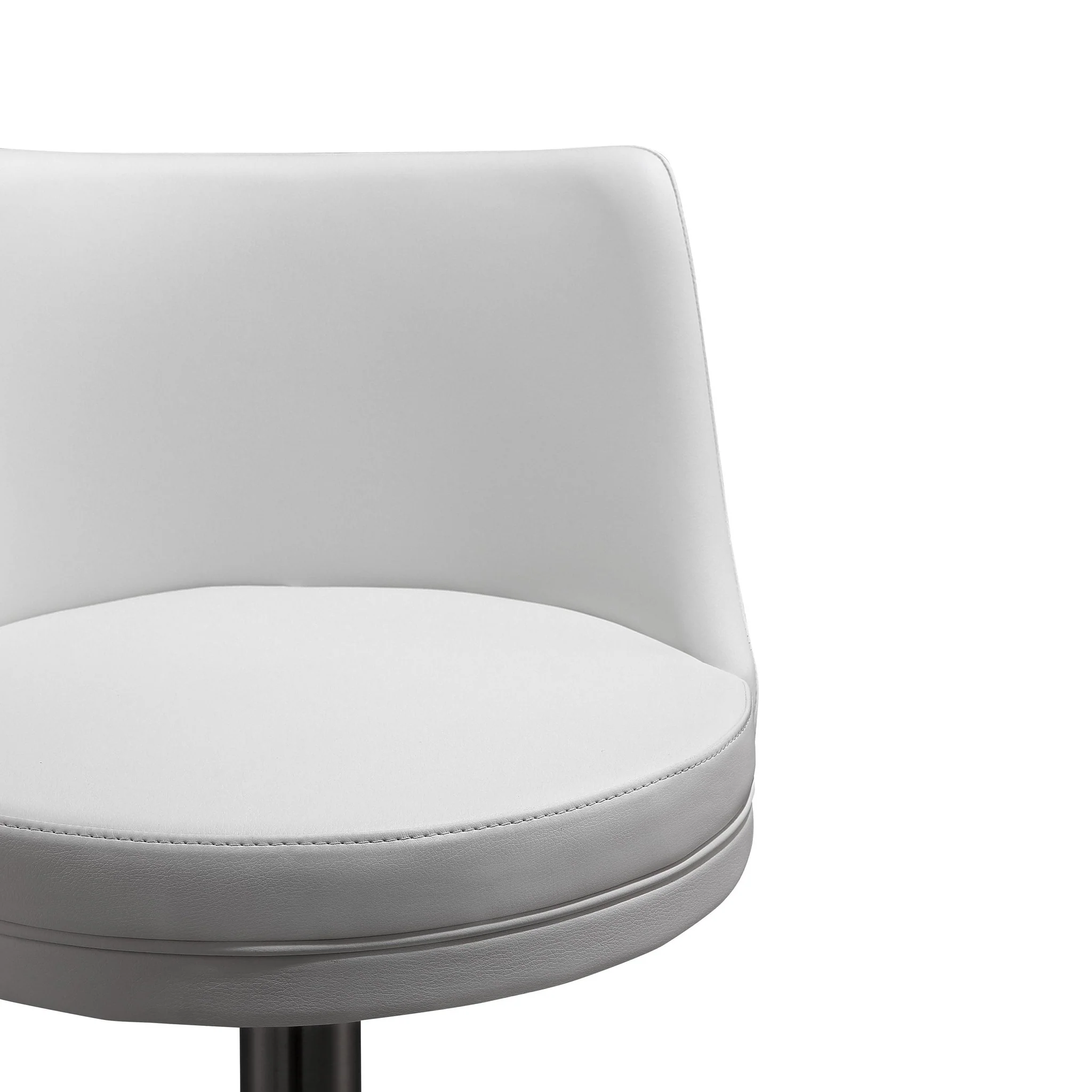 Reagan White Performance Vegan Leather and Silver Adjustable Stool - Image 7
