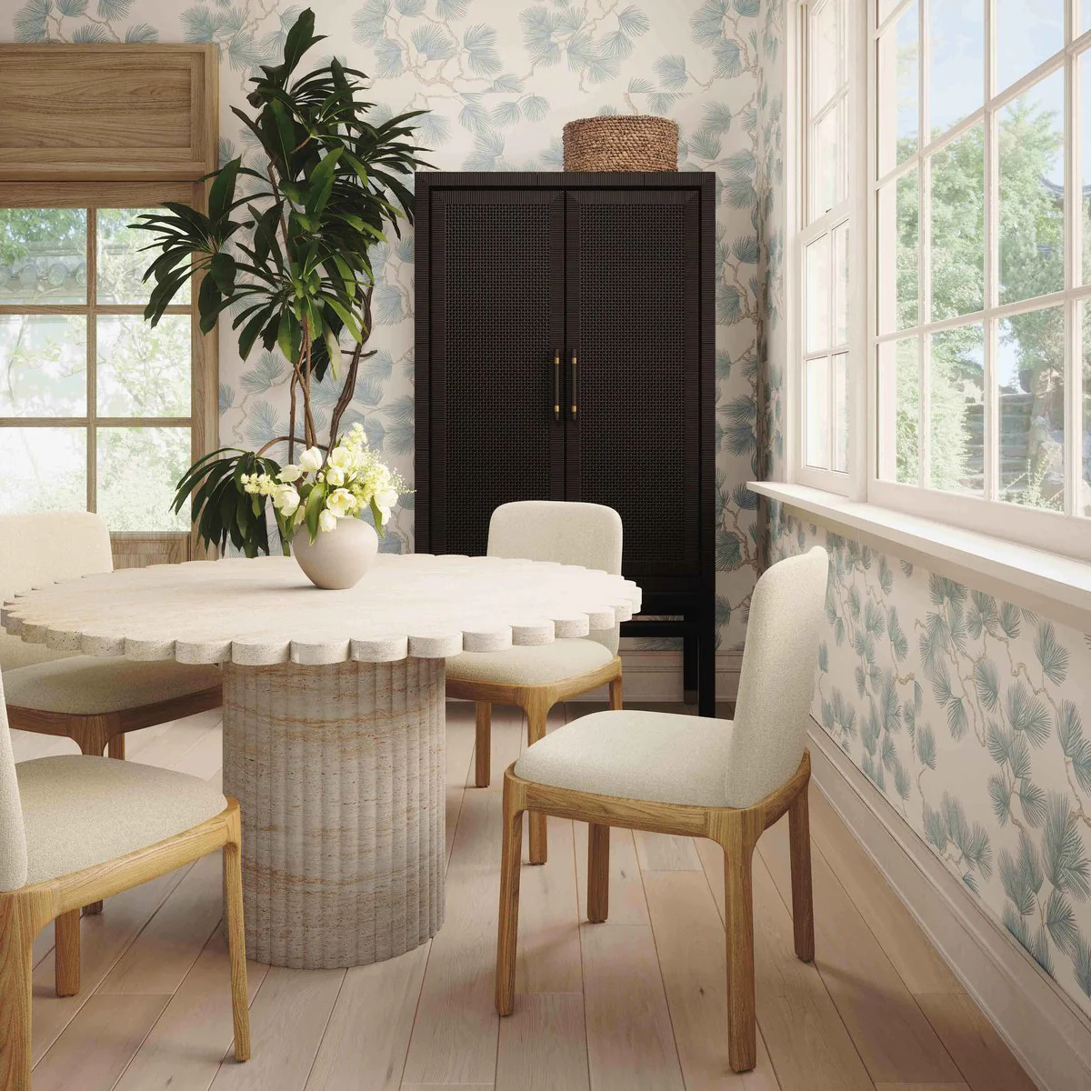 Rebecca Cream Performance Velvet Dining Chair - Image 2