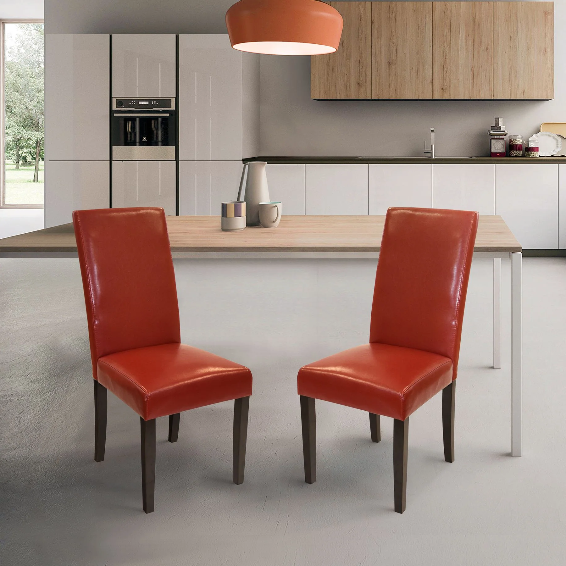 Red Bonded Leather Side Chair Md-014 - Set of 2 - Image 3