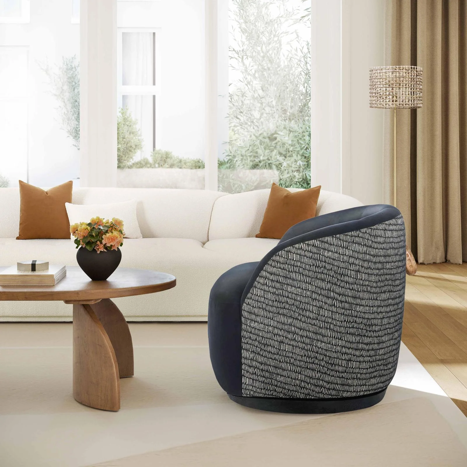 Reese Black Velvet Swivel Chair - Image 2