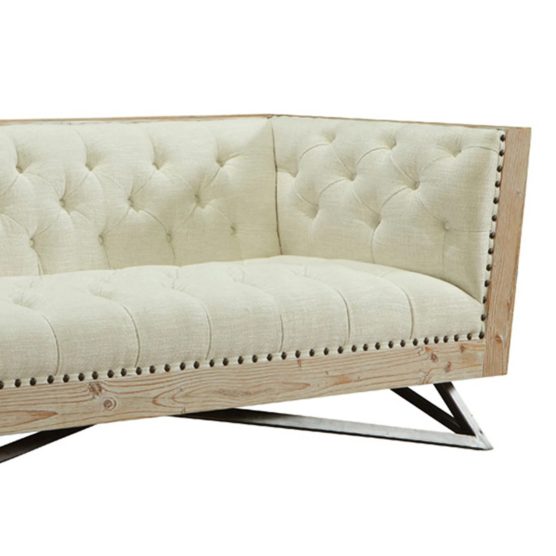 Regis Cream Sofa With Pine Frame And Gunmetal Legs - Image 2