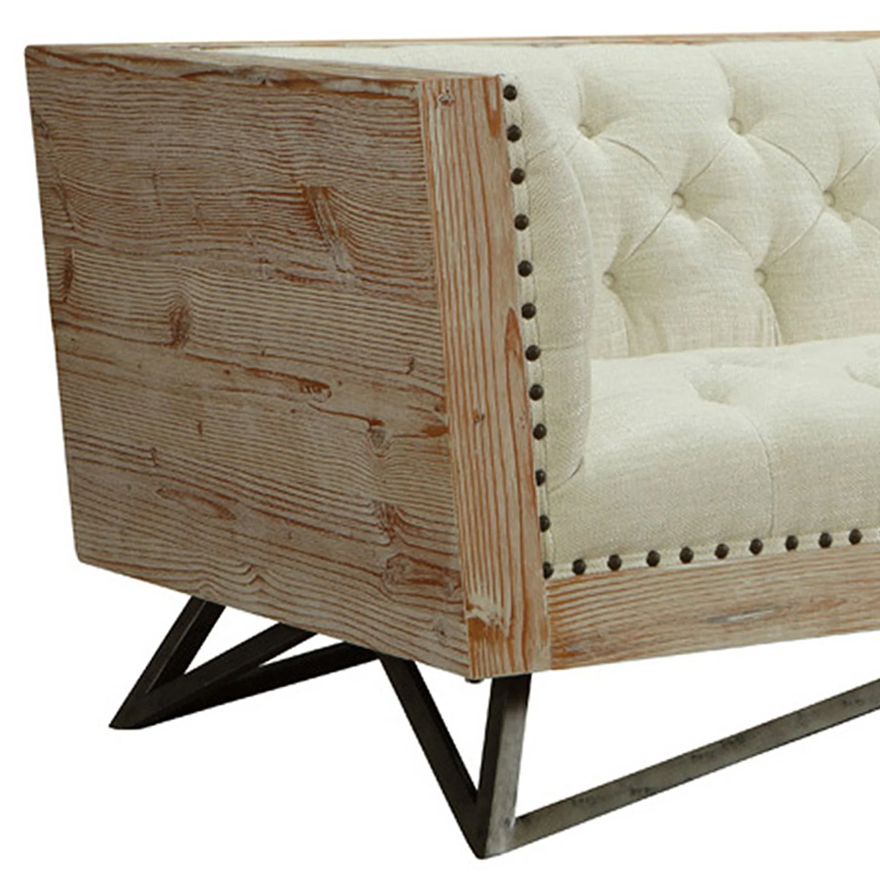 Regis Cream Sofa With Pine Frame And Gunmetal Legs - Image 3