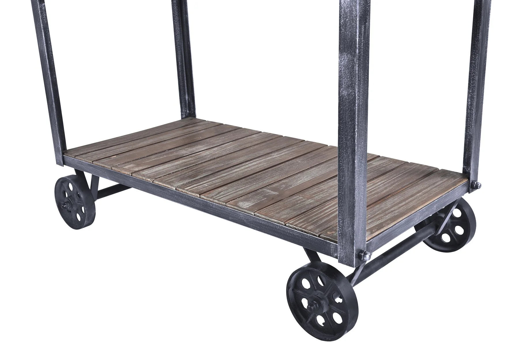 Reign Industrial Kitchen Cart in Industrial Gray and Pine Wood - Image 4