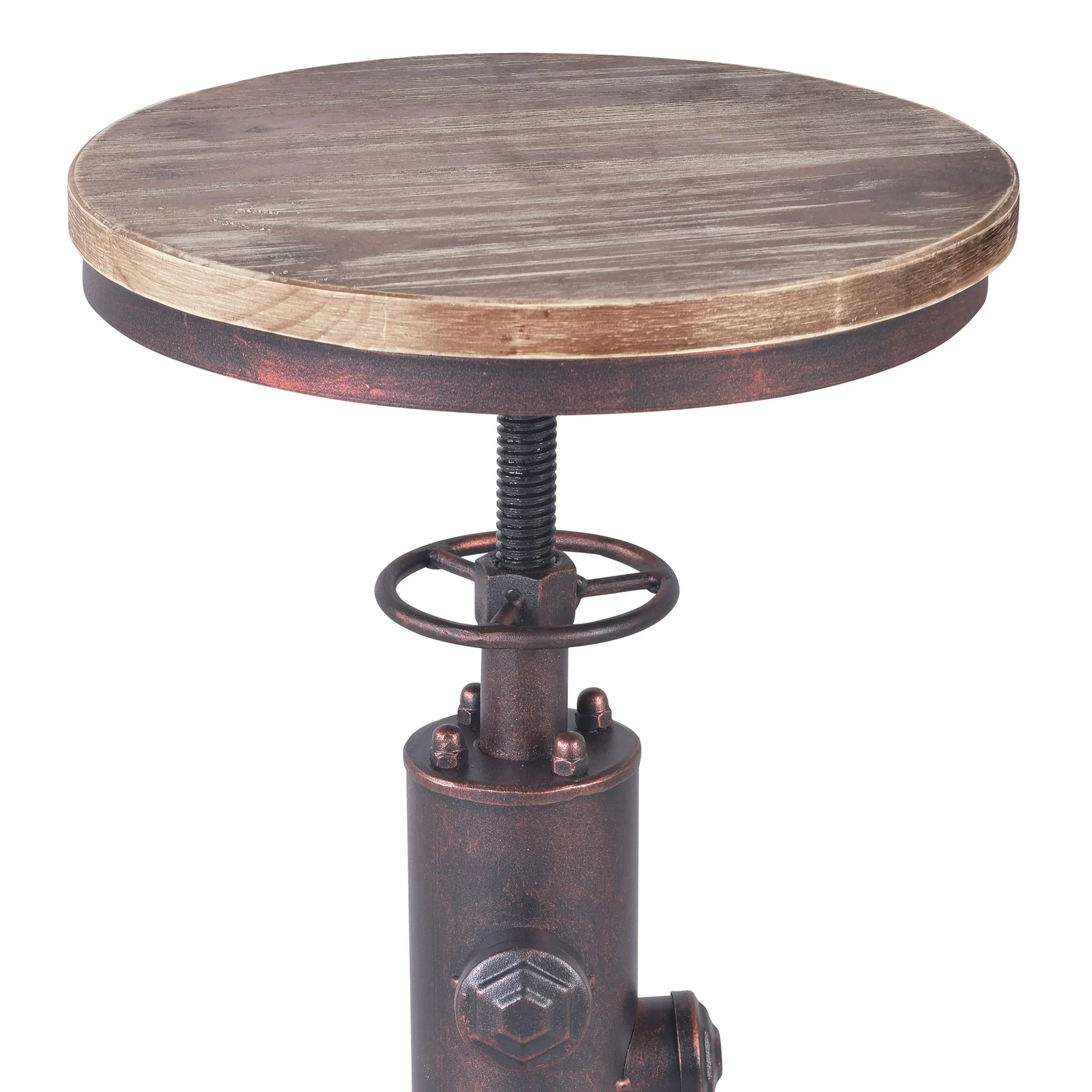 Remy Adjustable Height Pine Wood and Copper Backless Bar Stool - Image 2