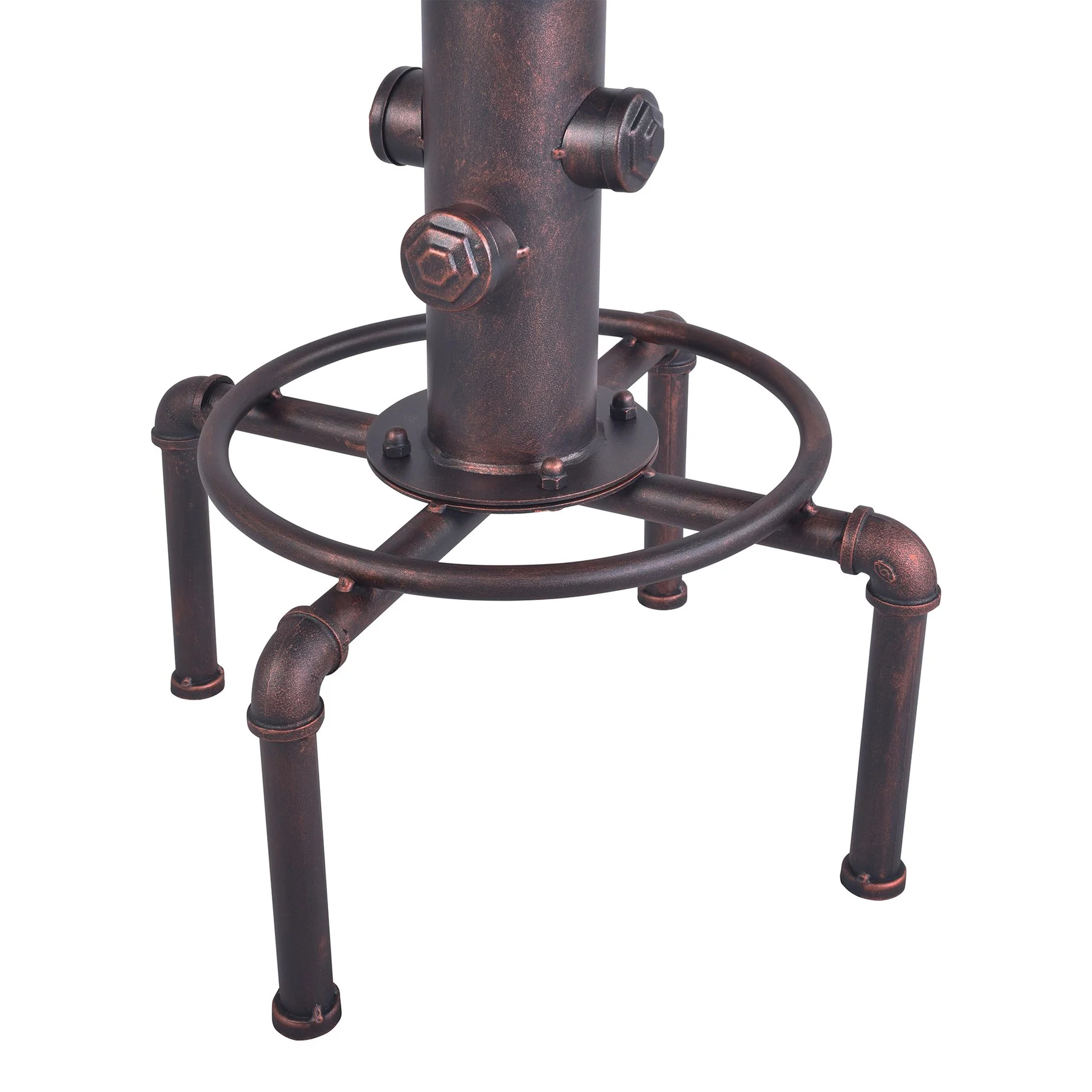 Remy Adjustable Height Pine Wood and Copper Backless Bar Stool - Image 3