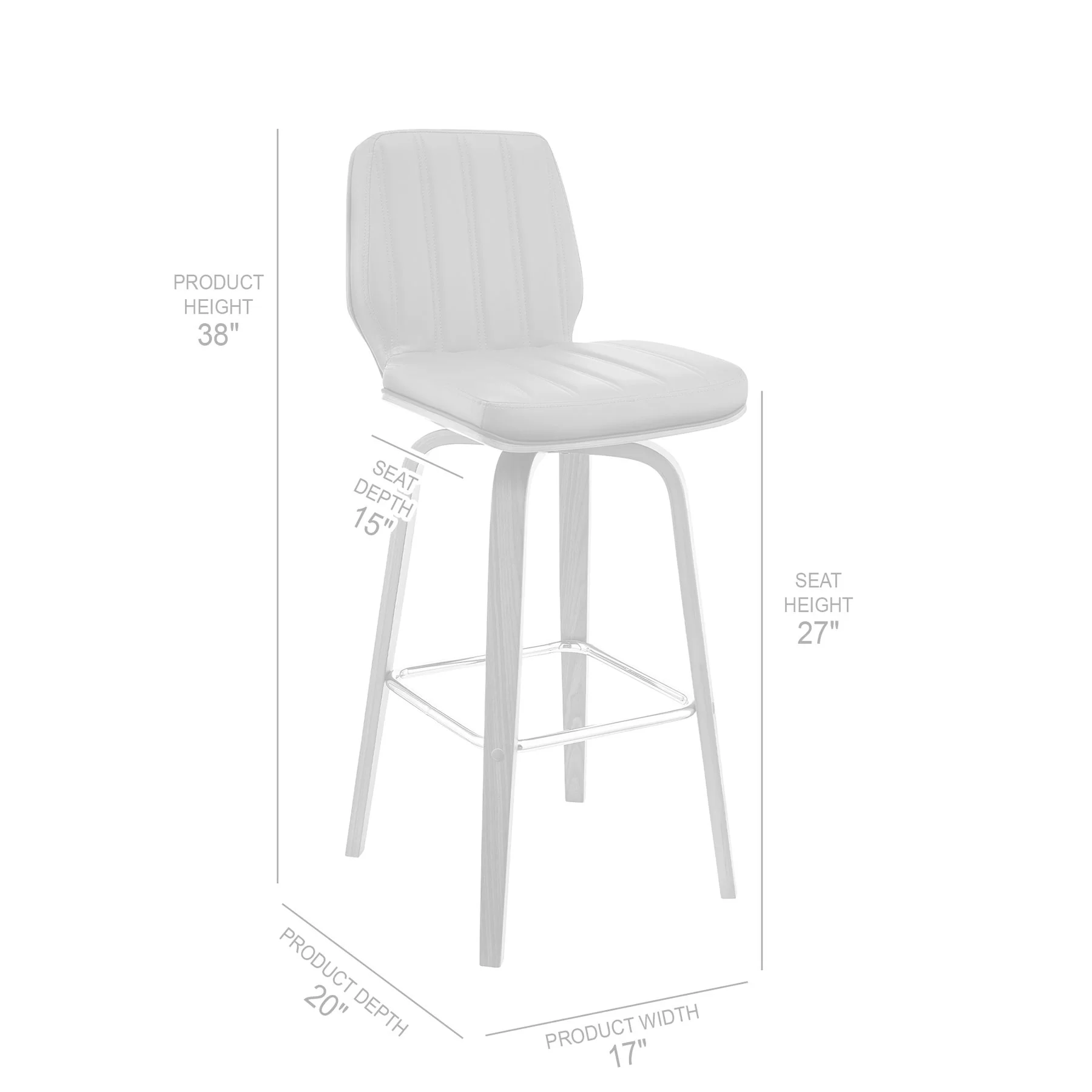 Renee 26" Swivel Cream Faux Leather and Walnut Wood Bar Stool - Image 9