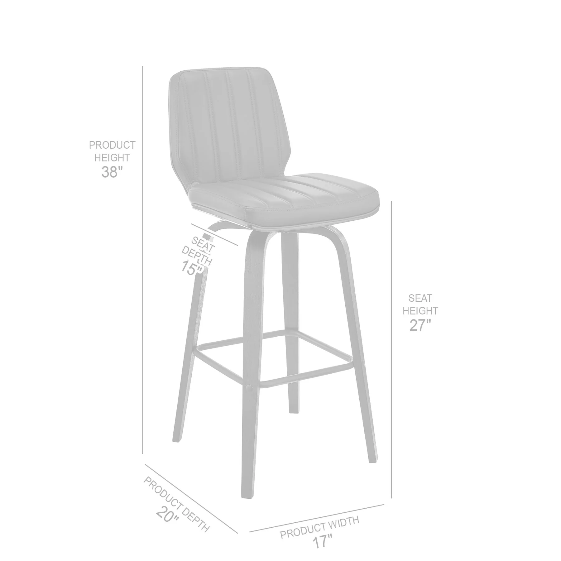 Renee 26" Swivel Gray Faux Leather and Black Wood Bar Stool - Image 9