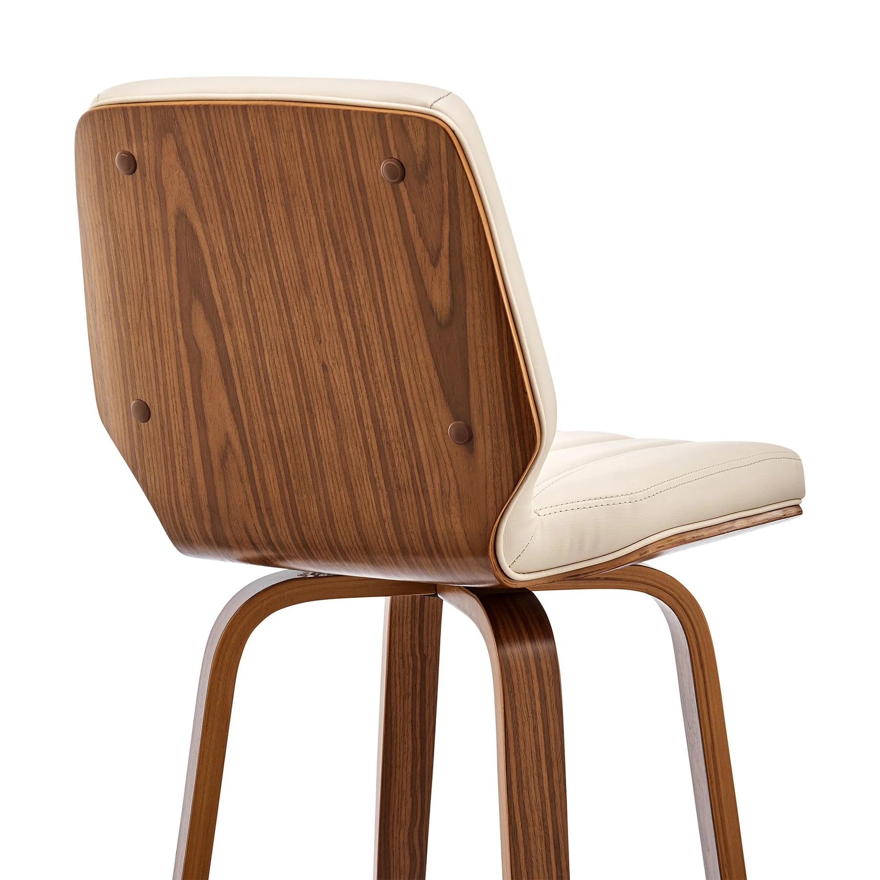 Renee 30" Swivel Cream Faux Leather and Walnut Wood Bar Stool - Image 7
