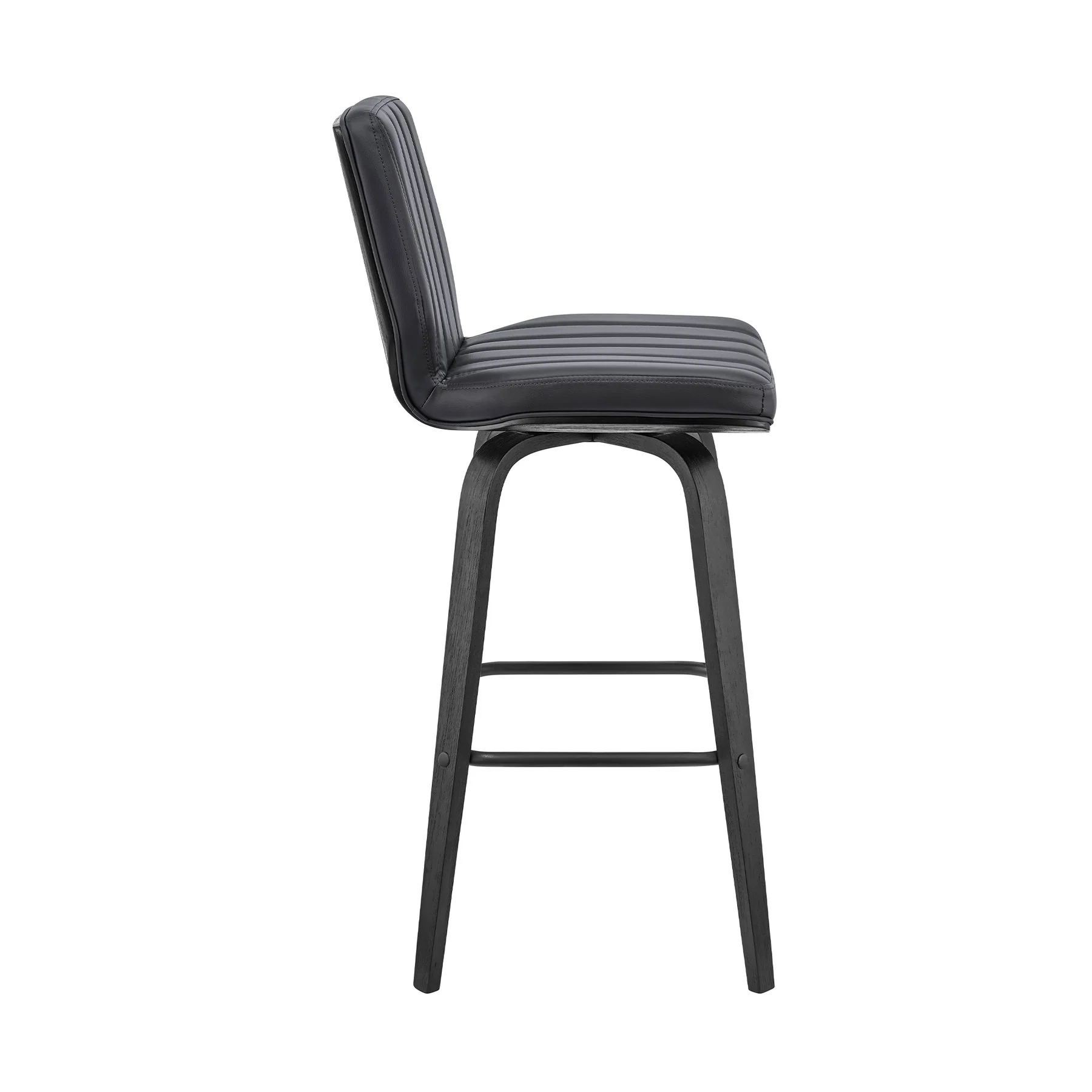 Renee 30" Swivel Gray Faux Leather and Black Wood Bar Stool - Image 3