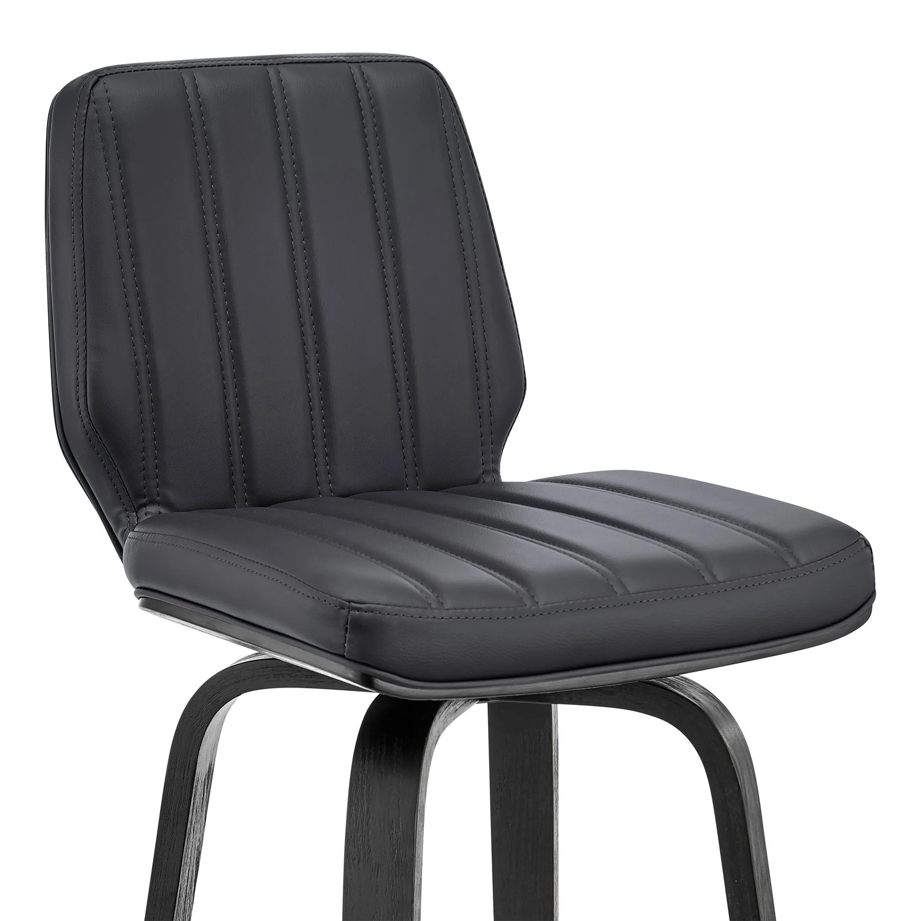 Renee 30" Swivel Gray Faux Leather and Black Wood Bar Stool - Image 6