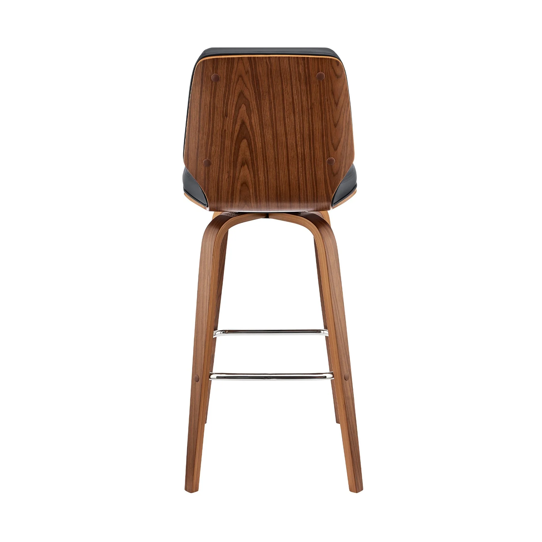 Renee 30" Swivel Gray Faux Leather and Walnut Wood Bar Stool - Image 5