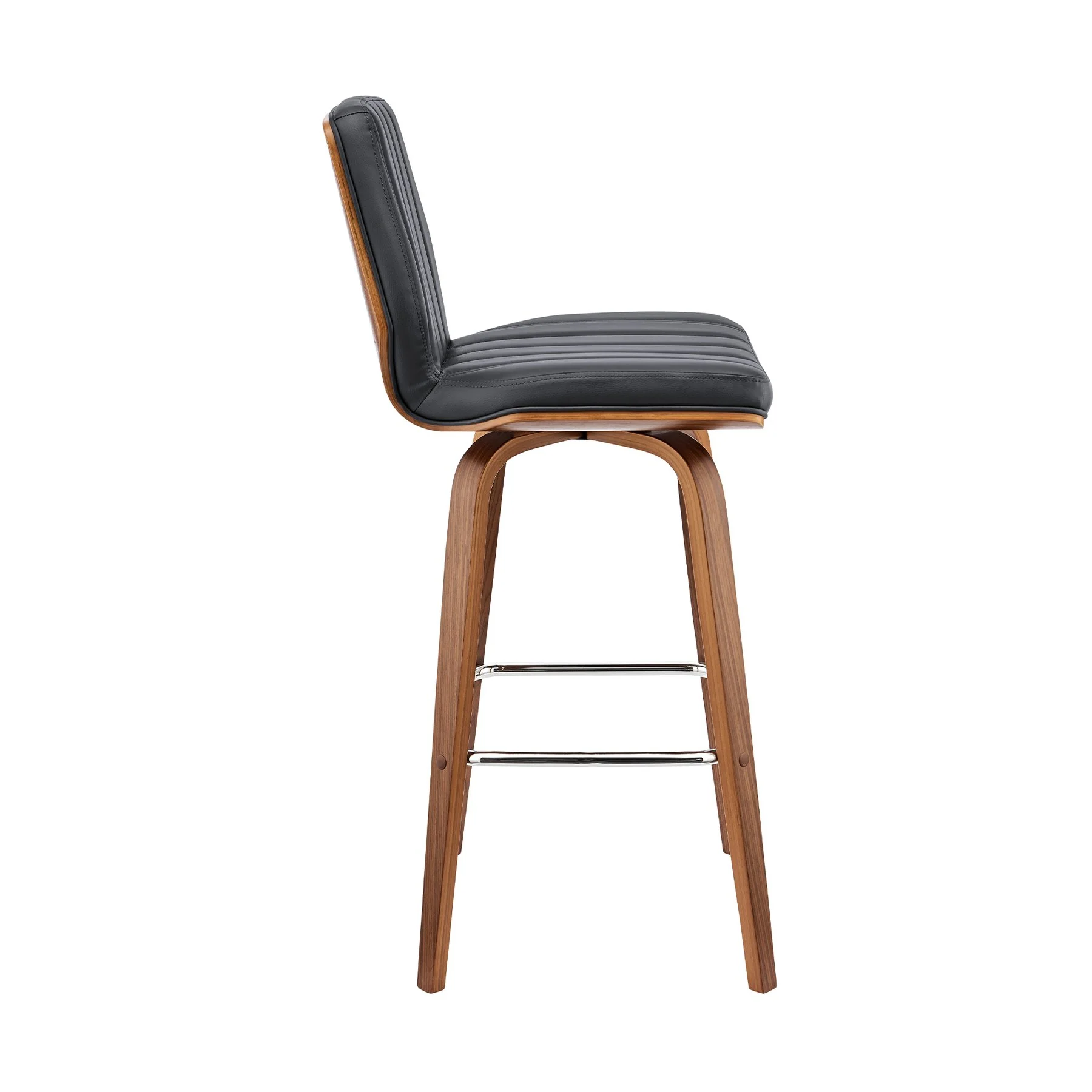 Renee 30" Swivel Gray Faux Leather and Walnut Wood Bar Stool - Image 3