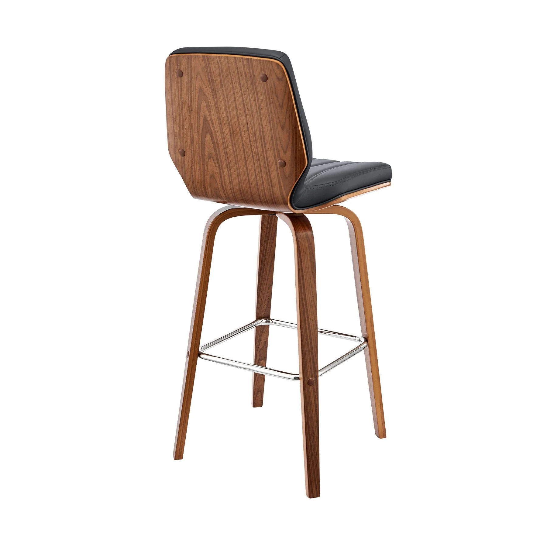 Renee 30" Swivel Gray Faux Leather and Walnut Wood Bar Stool - Image 4