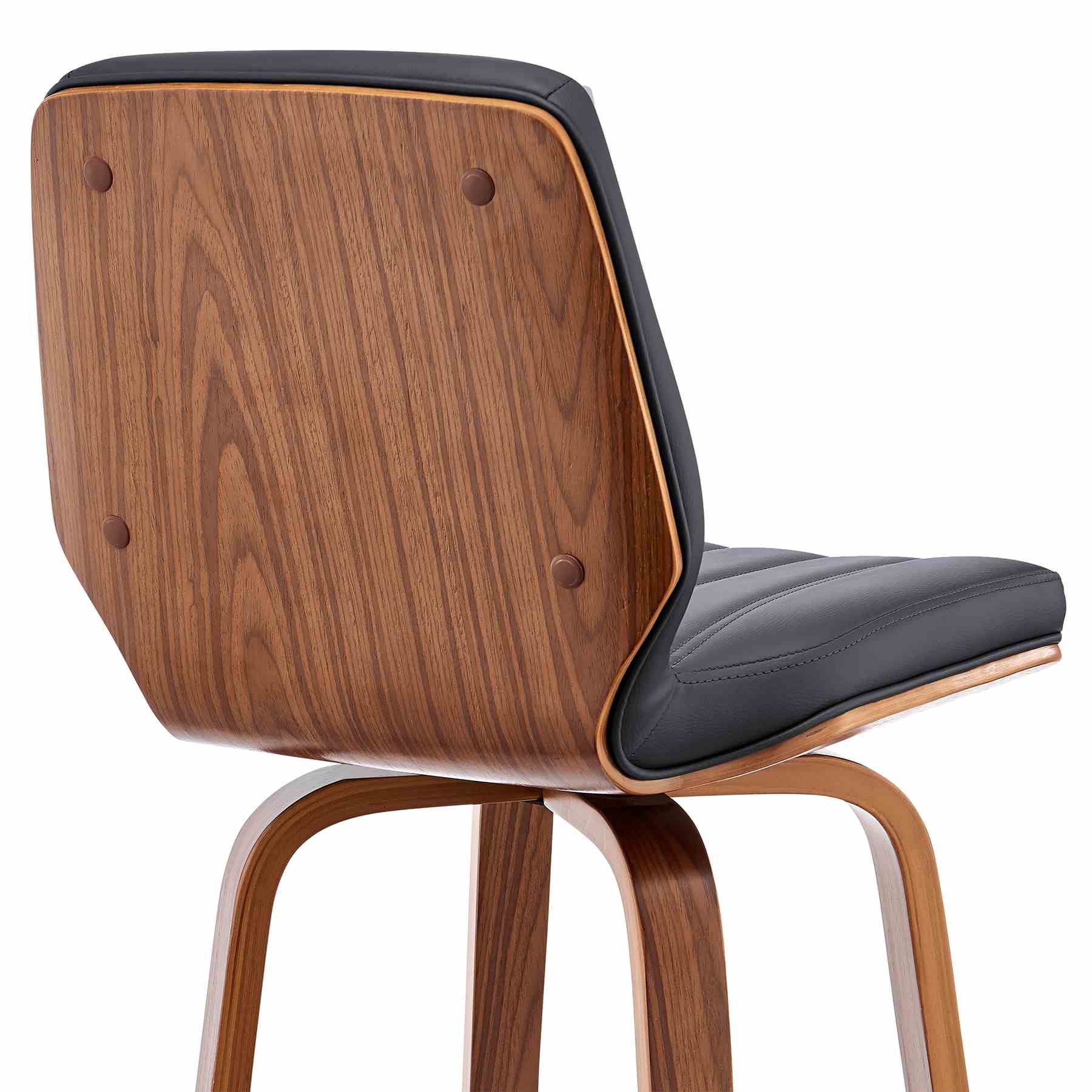Renee 30" Swivel Gray Faux Leather and Walnut Wood Bar Stool - Image 7