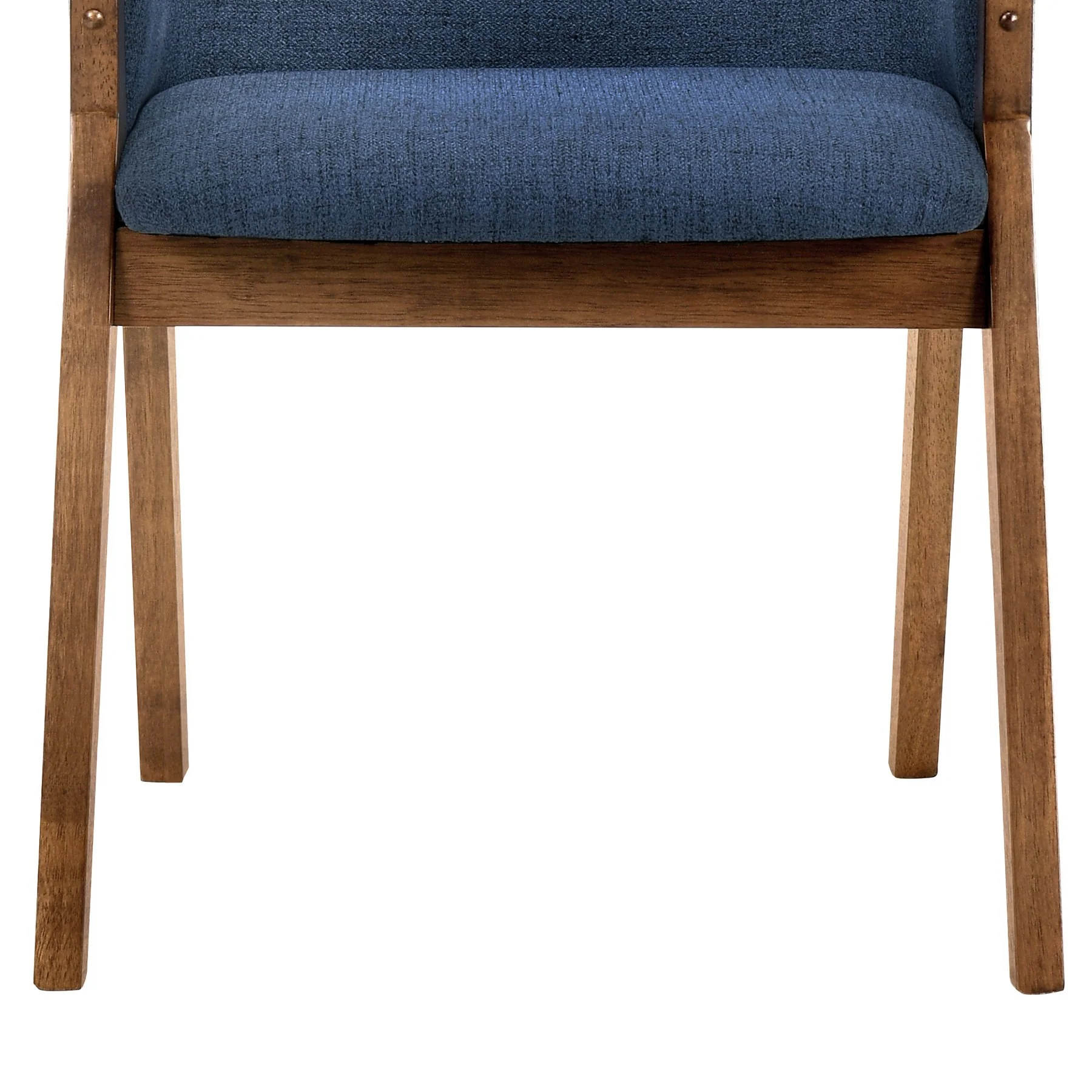 Renzo Blue Fabric and Walnut Wood Dining Side Chairs - Set of 2 - Image 7