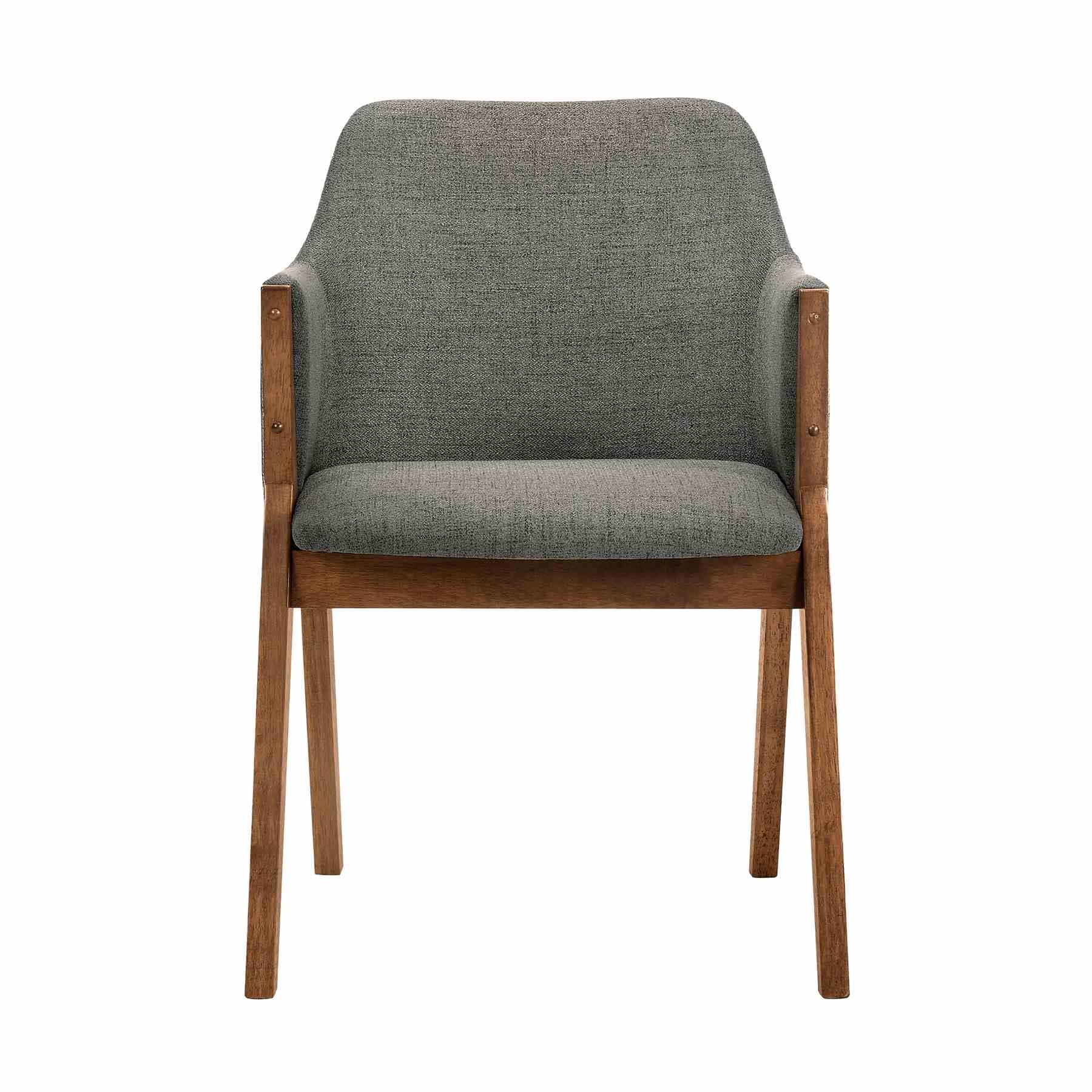 Renzo Charcoal Fabric and Walnut Wood Dining Side Chairs - Set of 2 - Image 3