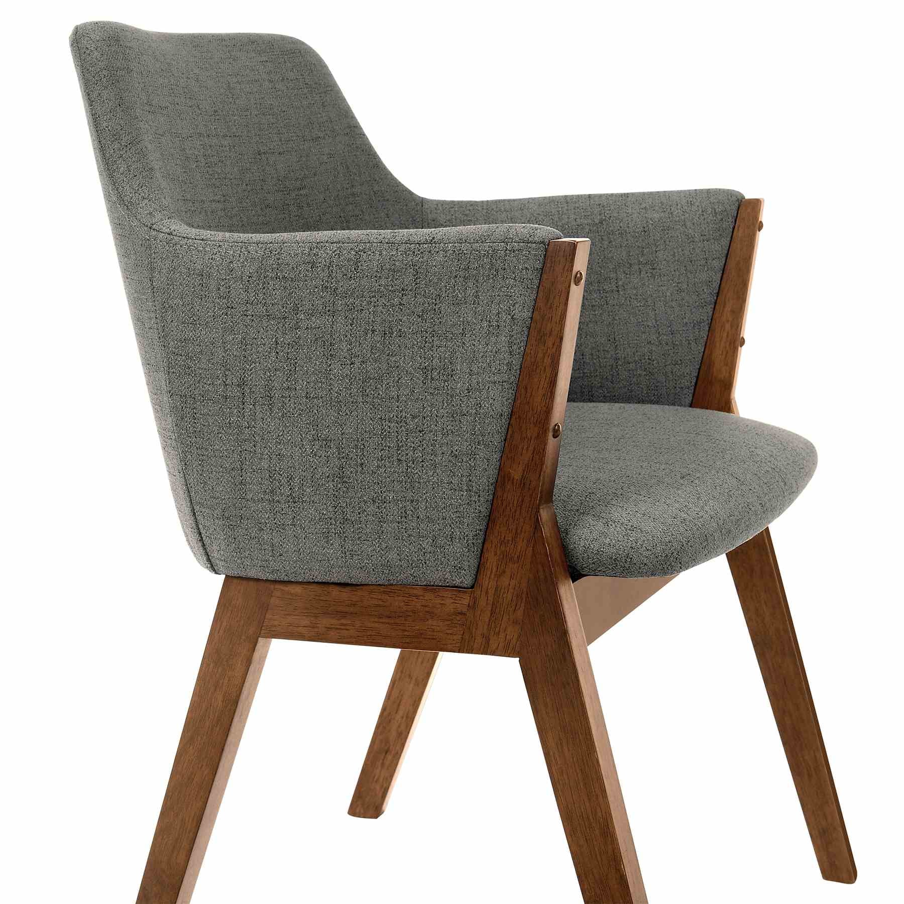 Renzo Charcoal Fabric and Walnut Wood Dining Side Chairs - Set of 2 - Image 5