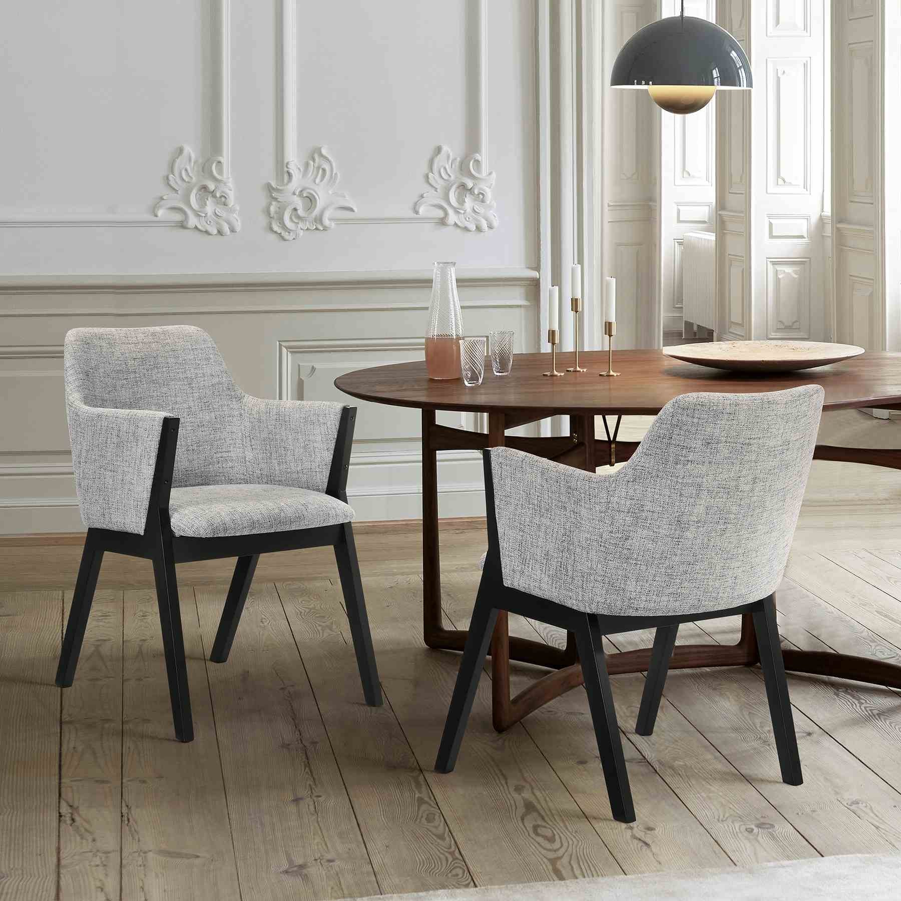 Renzo Light Gray Fabric and Black Wood Dining Side Chairs - Set of 2 - Image 8
